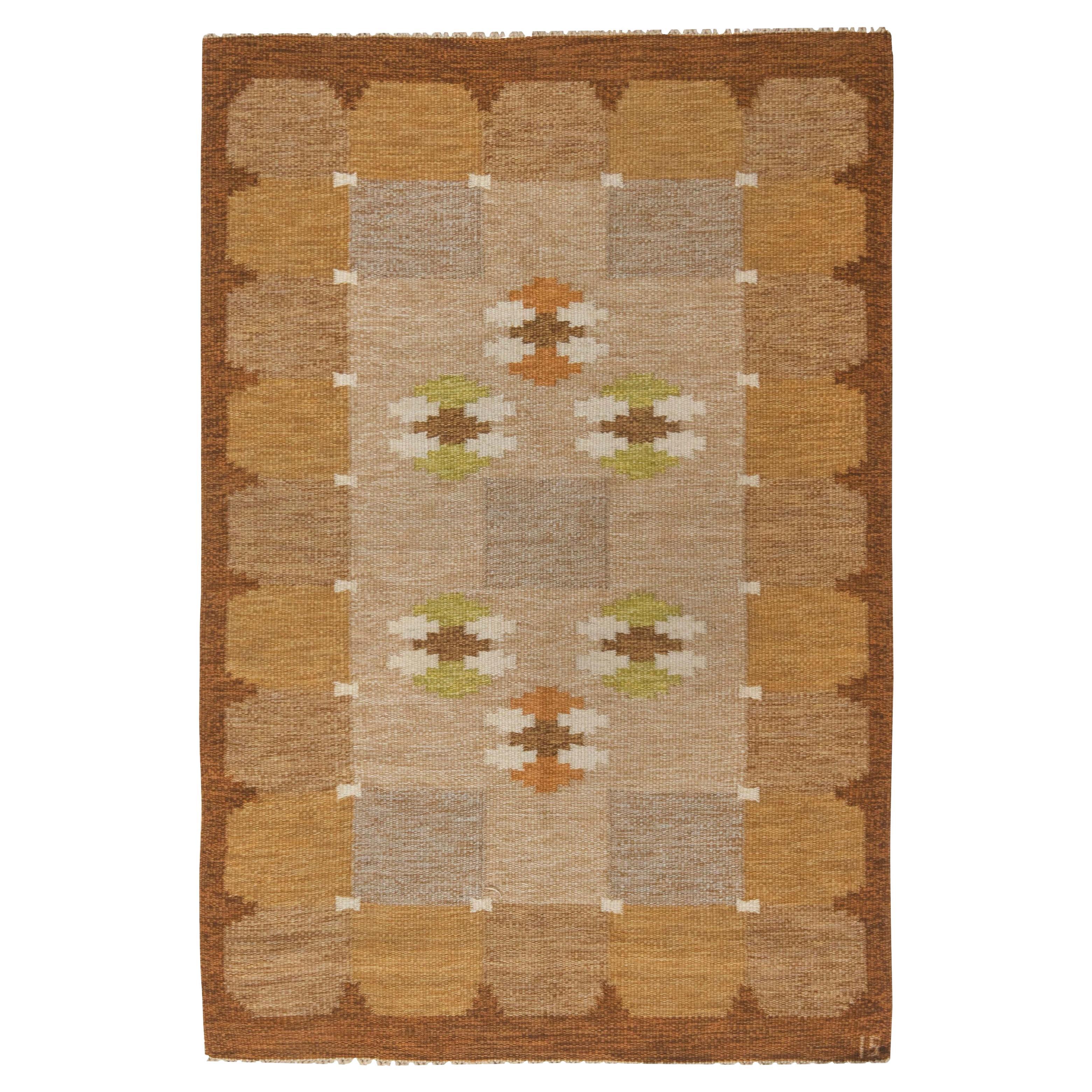 Doris Leslie Blau Vintage Swedish Flat-Weave Wool Rug Signed by Ingegerd Silow For Sale