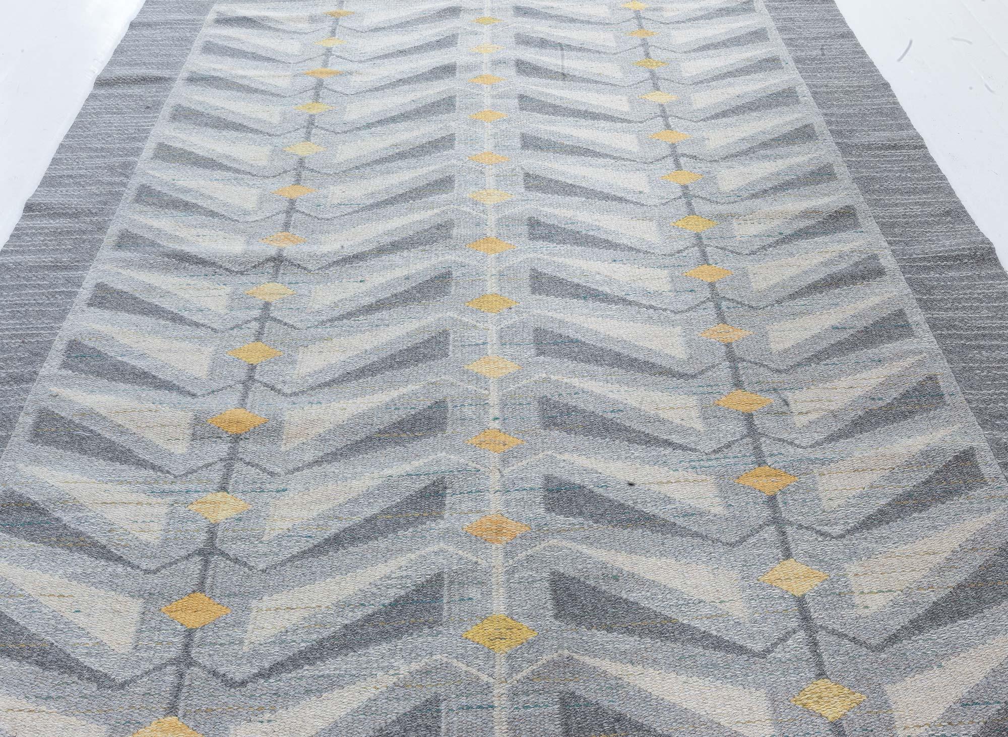 Doris Leslie Blau Vintage Swedish Flat-Weave Wool Rug, Signed VF-e-65 In Good Condition For Sale In New York, NY