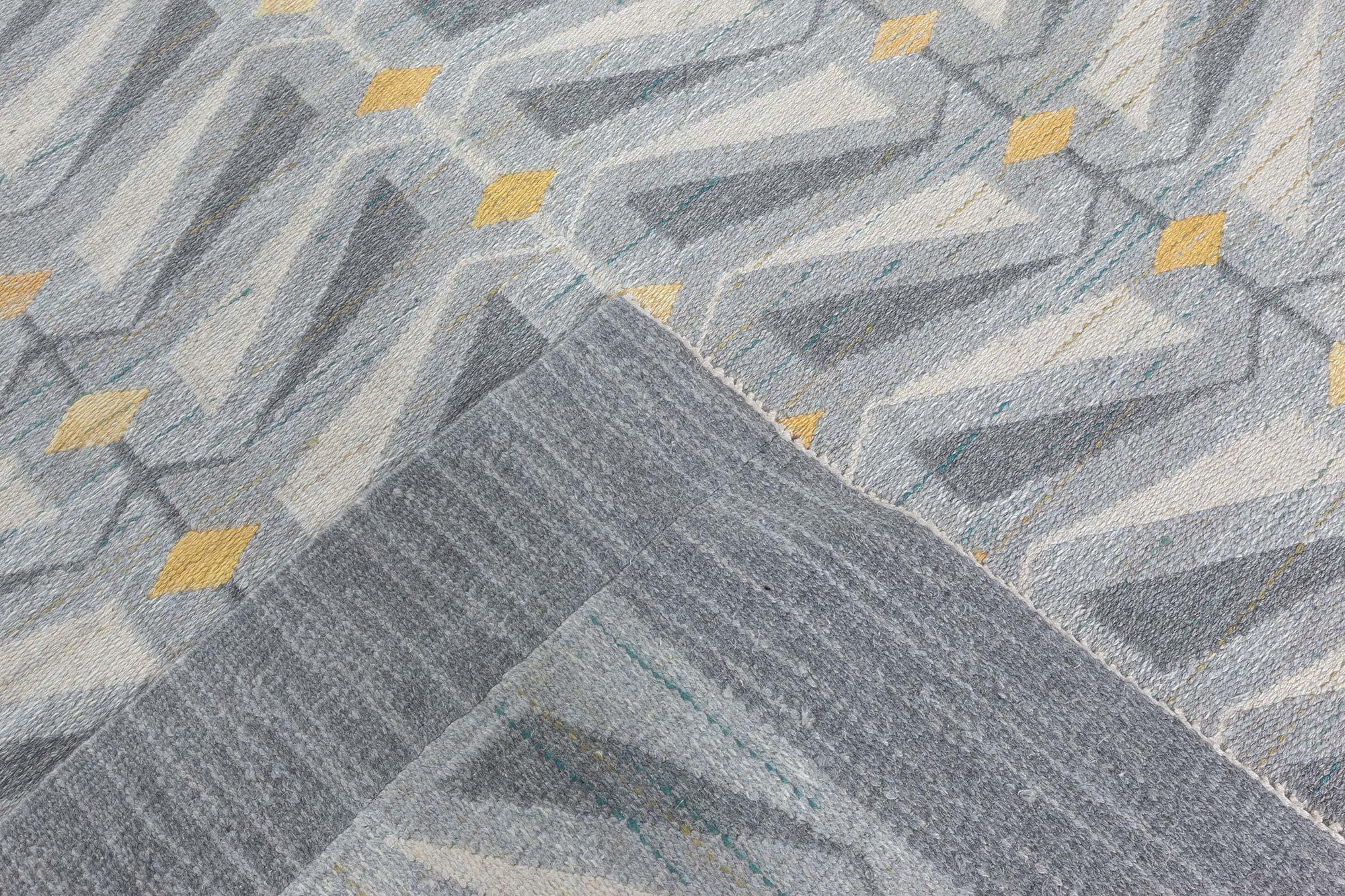 Doris Leslie Blau Vintage Swedish Flat-Weave Wool Rug, Signed VF-e-65 For Sale 1