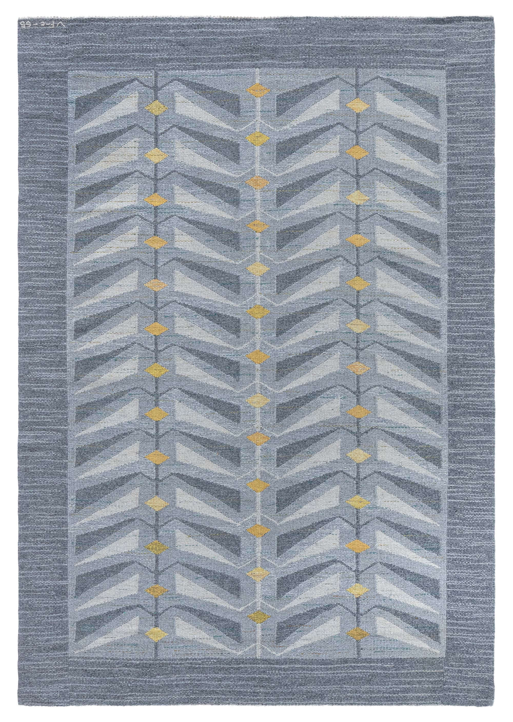 Doris Leslie Blau Vintage Swedish Flat-Weave Wool Rug, Signed VF-e-65