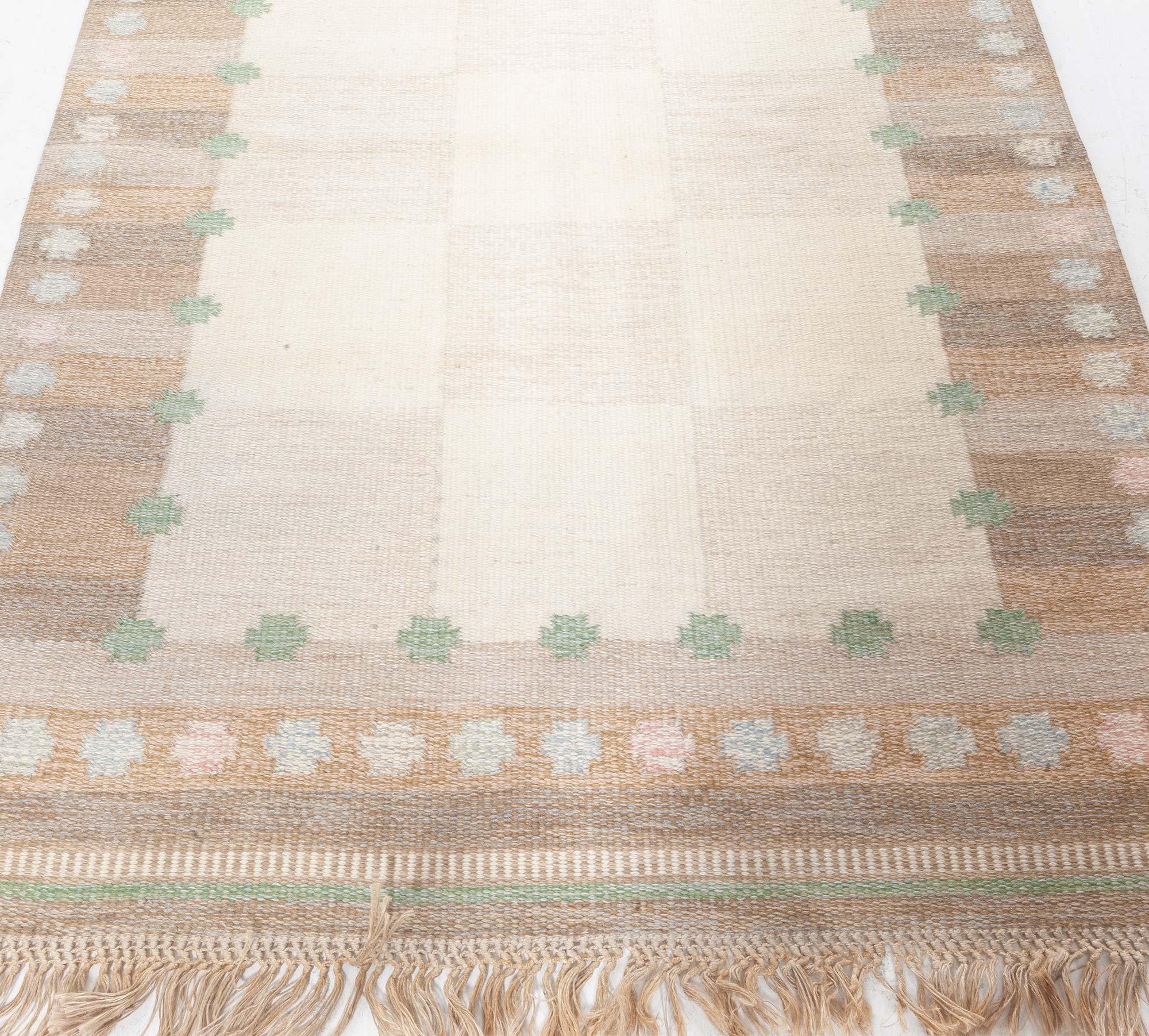 Doris Leslie Blau Vintage Schwedisch Flach gewebt von Agda Osterberg (Moderne der Mitte des Jahrhunderts) im Angebot