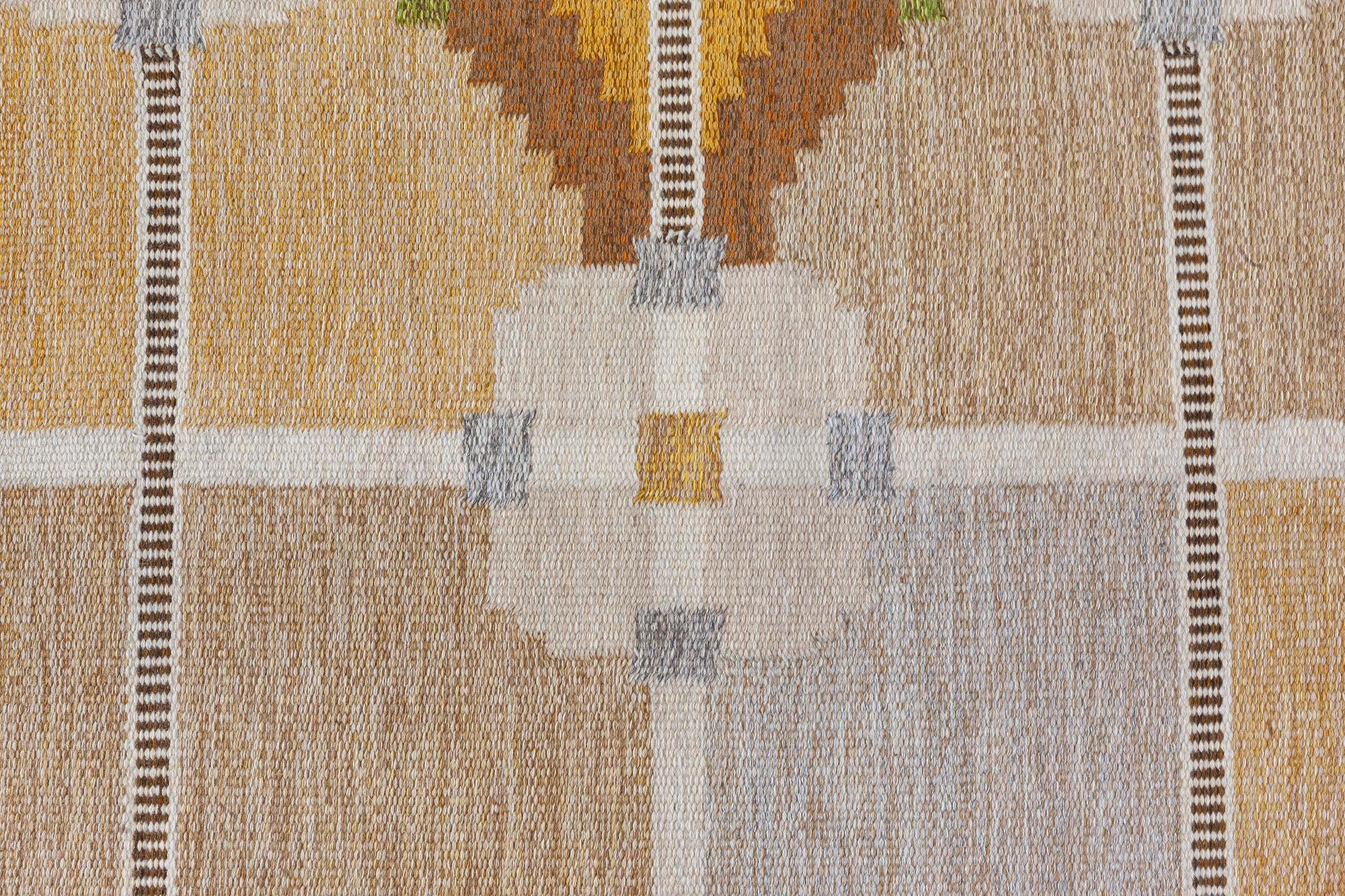 Mid-Century Modern Doris Leslie Blau Vintage Swedish Flat Weave Rug by Ingegerd Silow For Sale