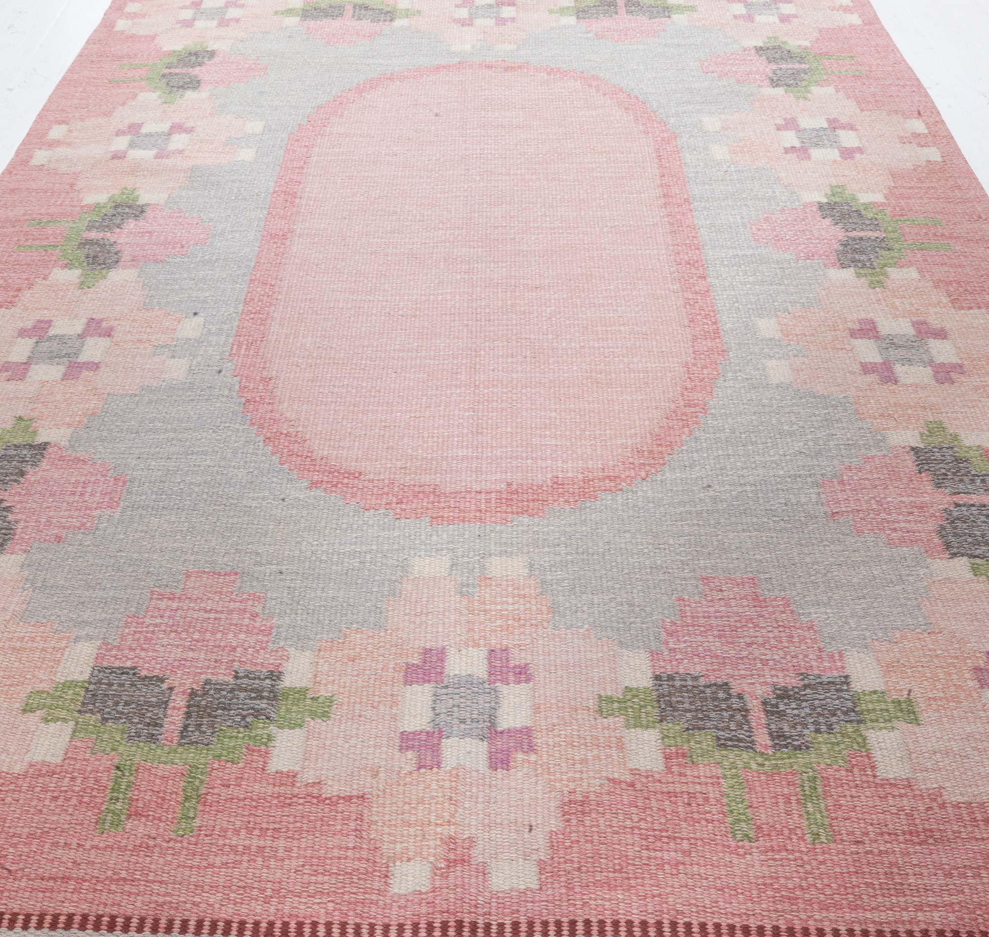 Mid-Century Modern Doris Leslie Blau Vintage Swedish Flat Woven by Ingegerd Silow For Sale