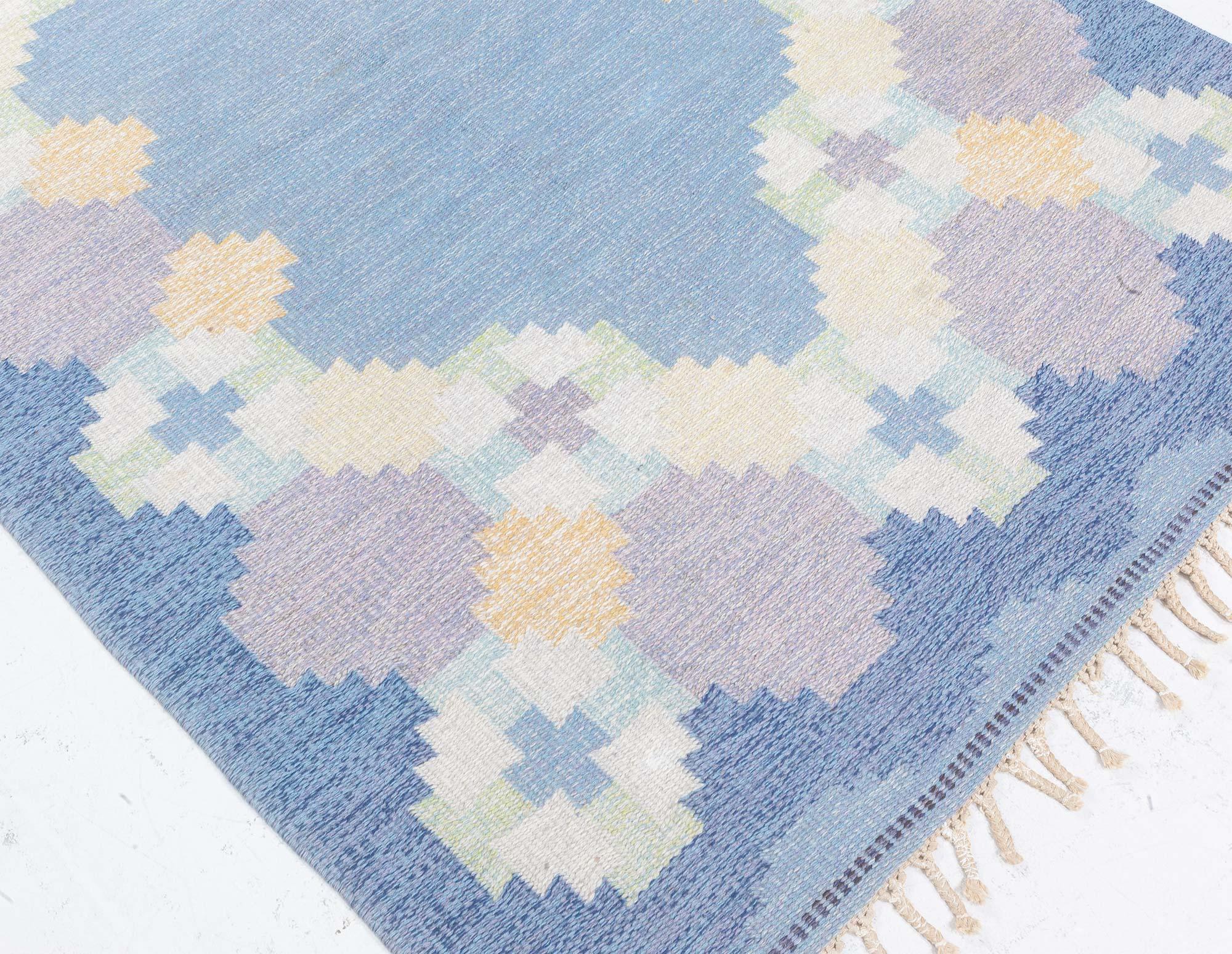 Mid-Century Modern Doris Leslie Blau Vintage Swedish Flat Woven by Ingegerd Silow For Sale