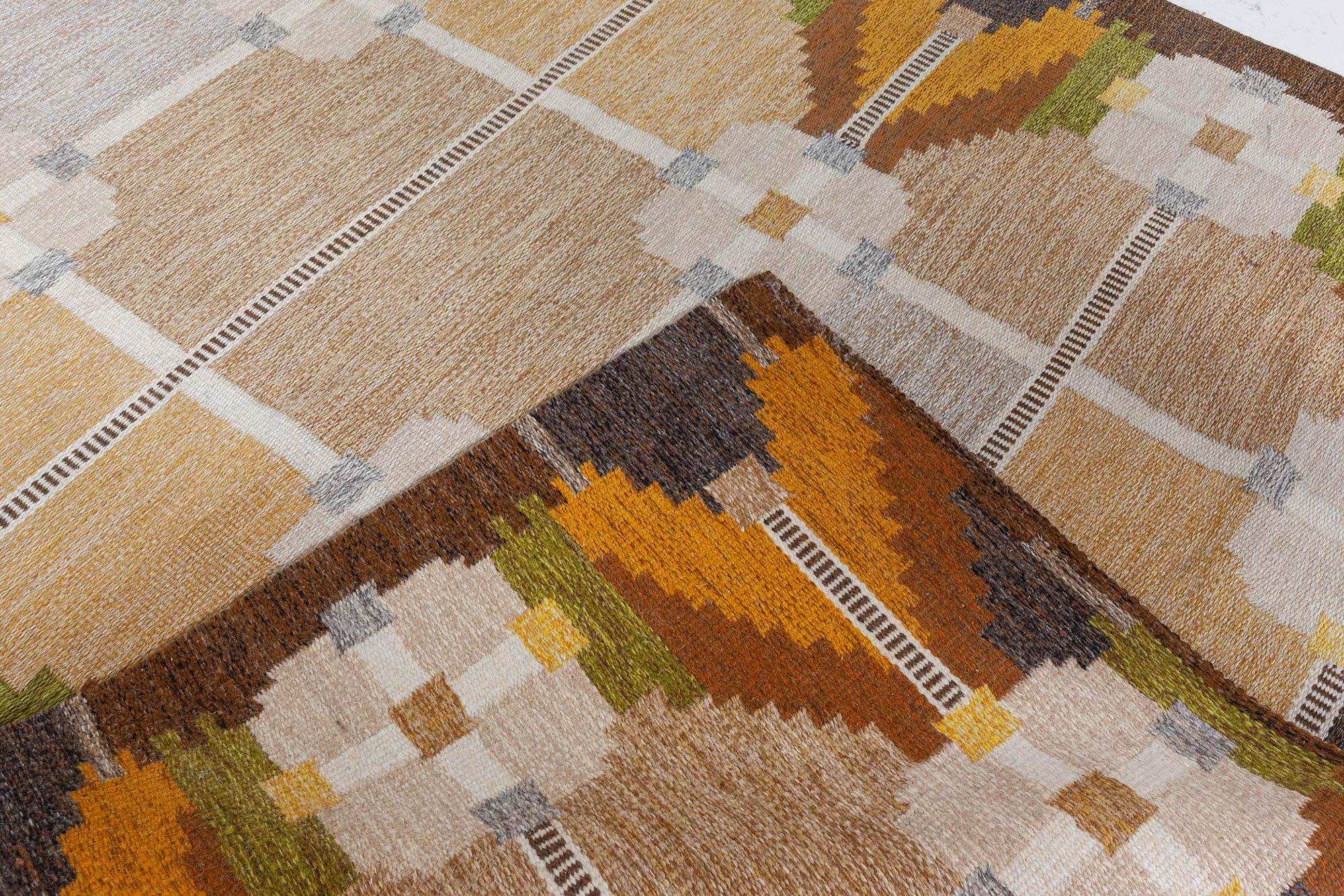 20th Century Doris Leslie Blau Vintage Swedish Flat Weave Rug by Ingegerd Silow For Sale