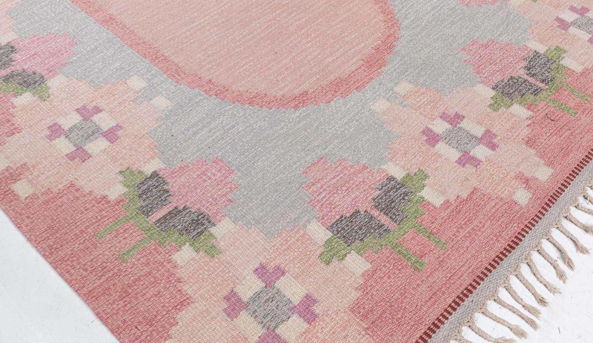Wool Doris Leslie Blau Vintage Swedish Flat Woven by Ingegerd Silow For Sale