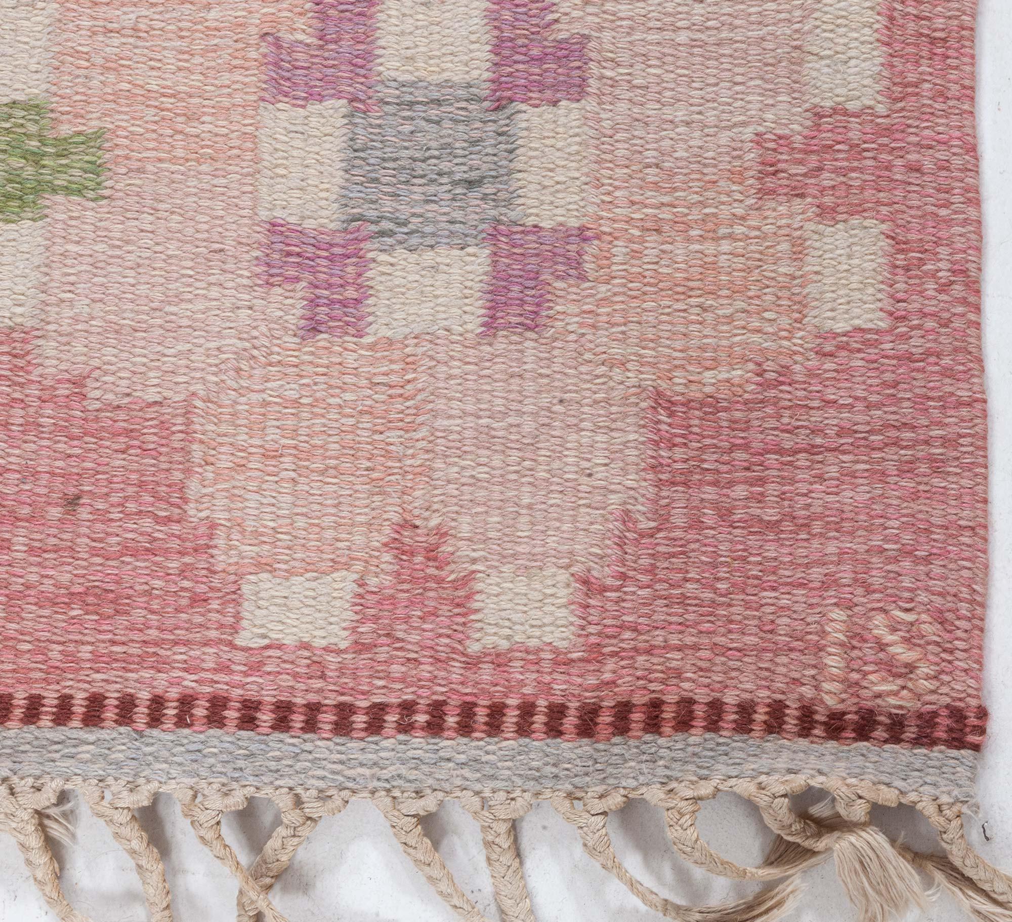 Doris Leslie Blau Vintage Swedish Flat Woven by Ingegerd Silow For Sale 1