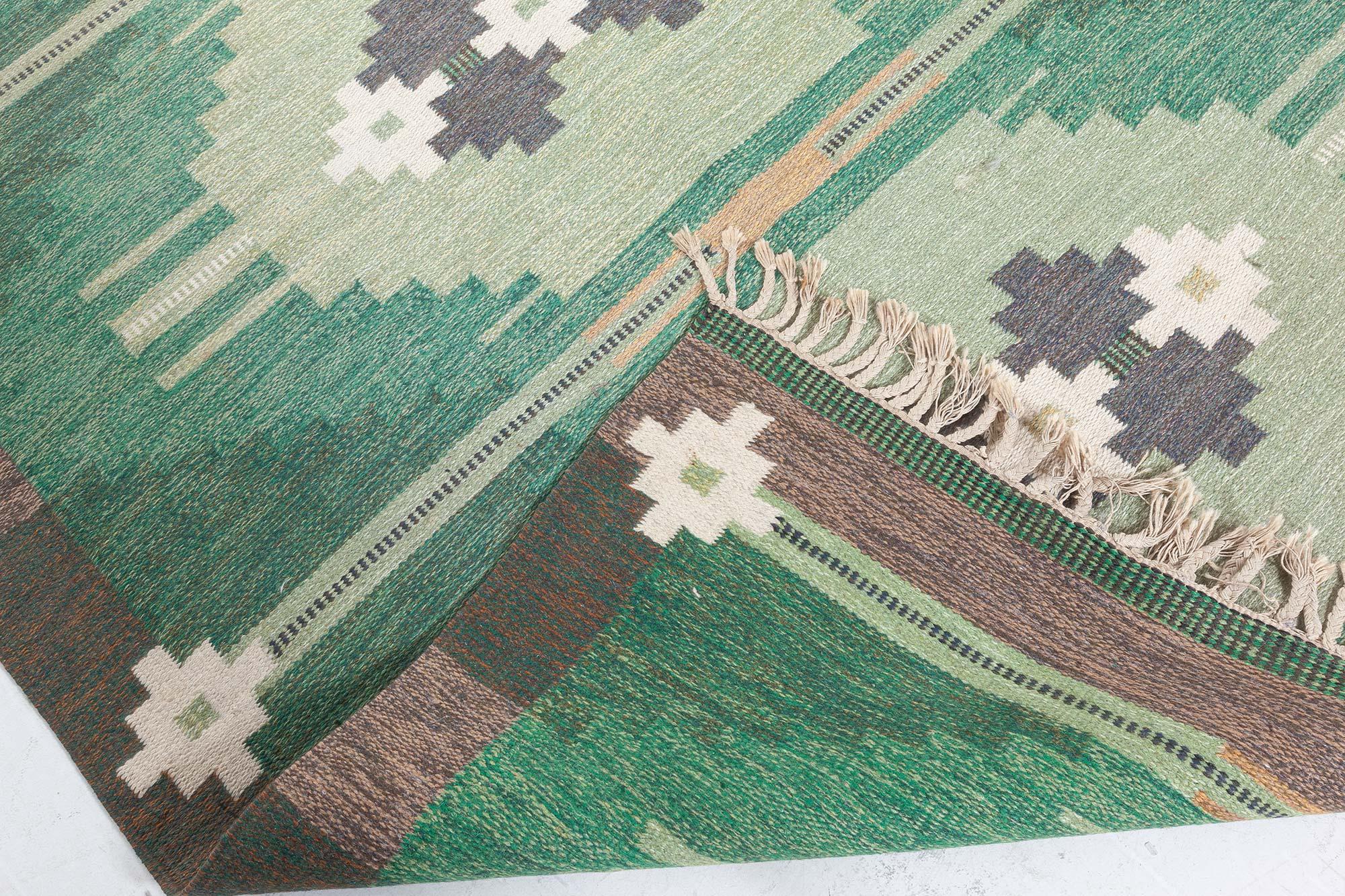 Doris Leslie Blau Vintage Swedish Flat Weave Rug by Ingegerd Silow For Sale 2