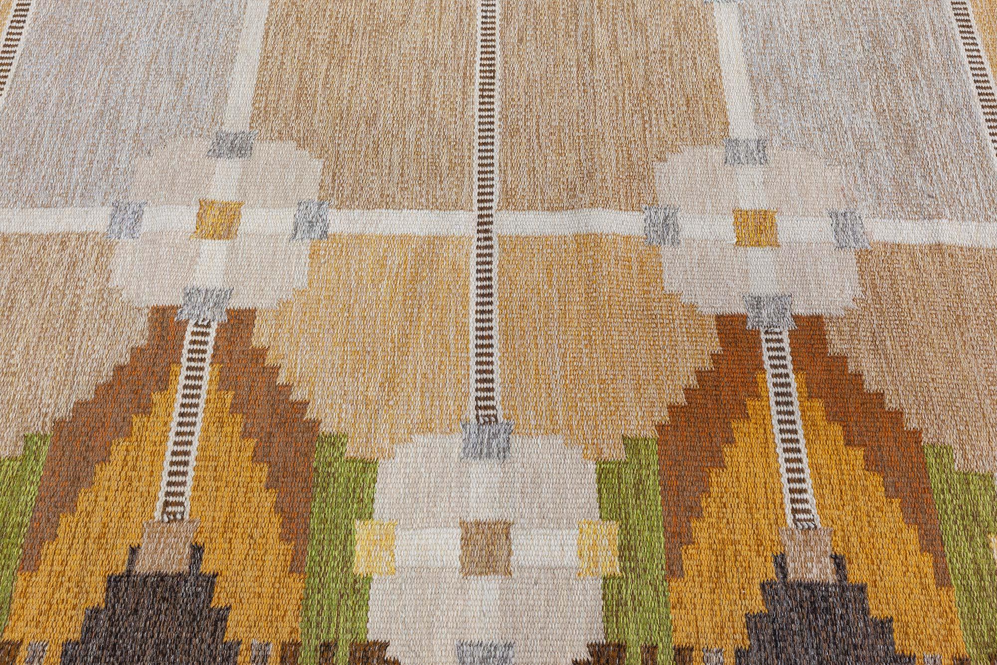 Doris Leslie Blau Vintage Swedish Flat Weave Rug by Ingegerd Silow For Sale 2