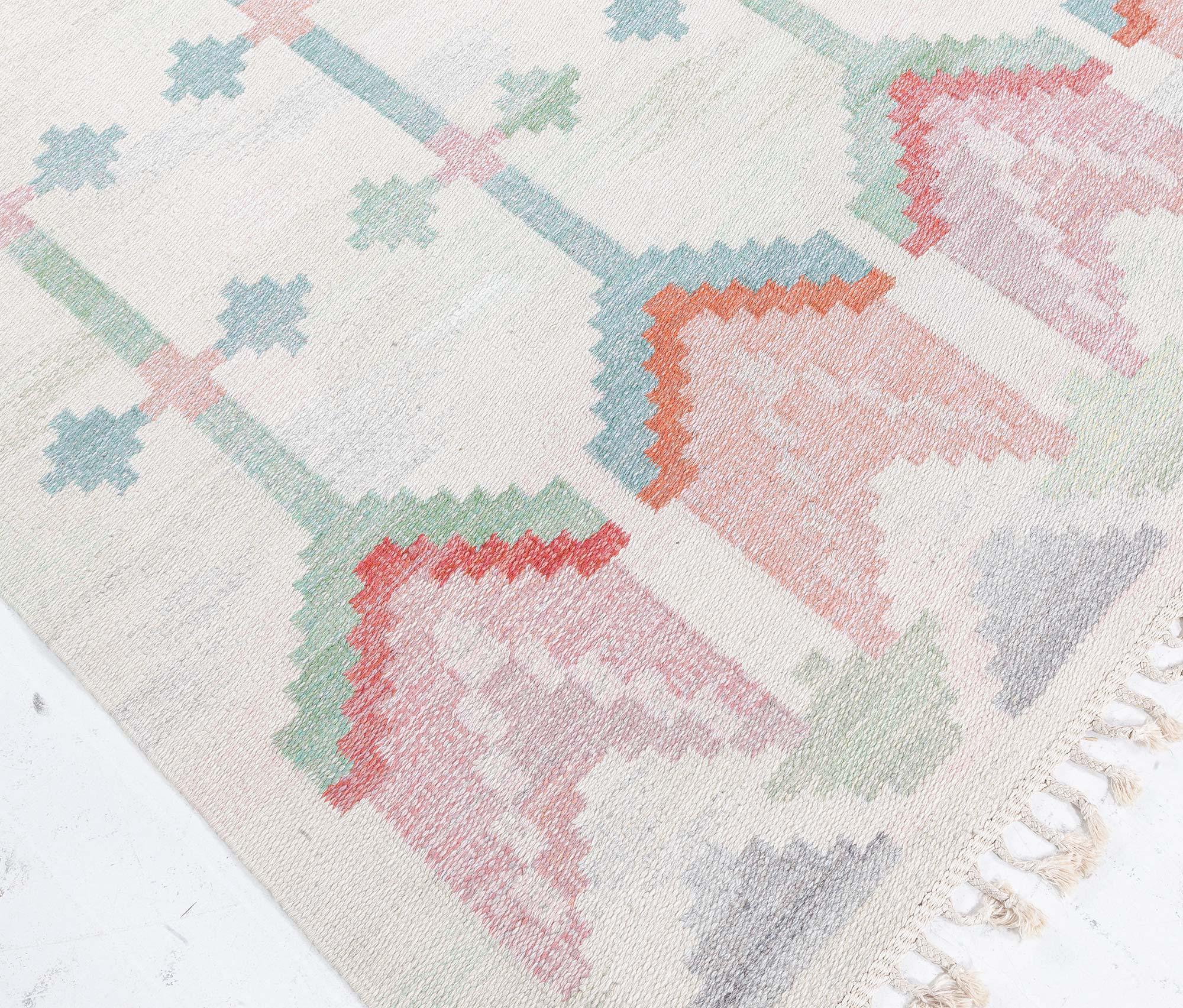 Mid-Century Modern Doris Leslie Blau Vintage Swedish Flat Woven by Judith Johansson For Sale