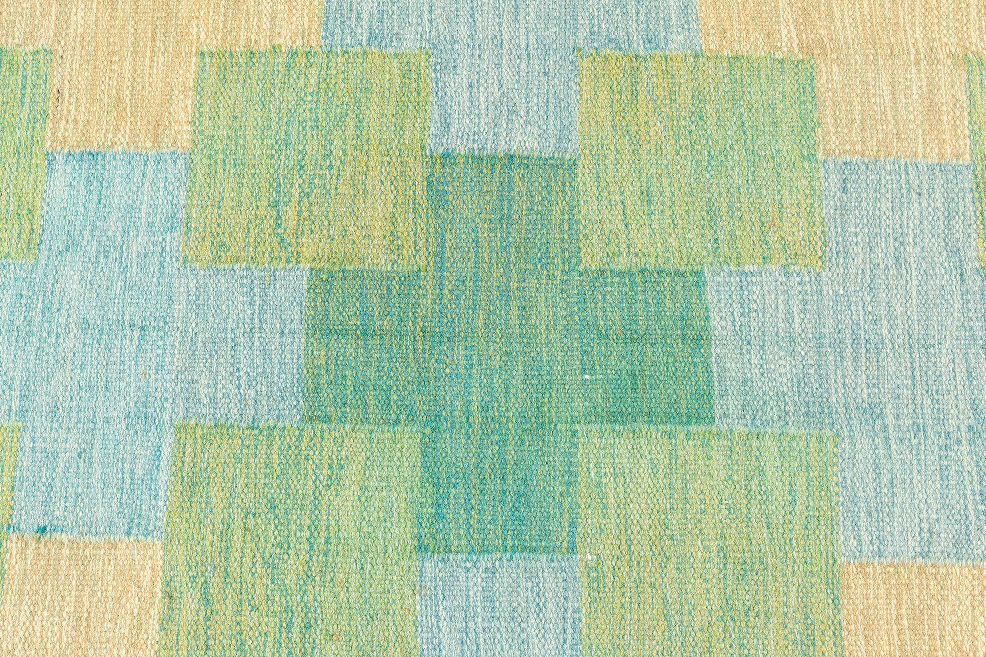 Hand-Woven Doris Leslie Blau Vintage Swedish Flat Woven by Kerstin Persson For Sale