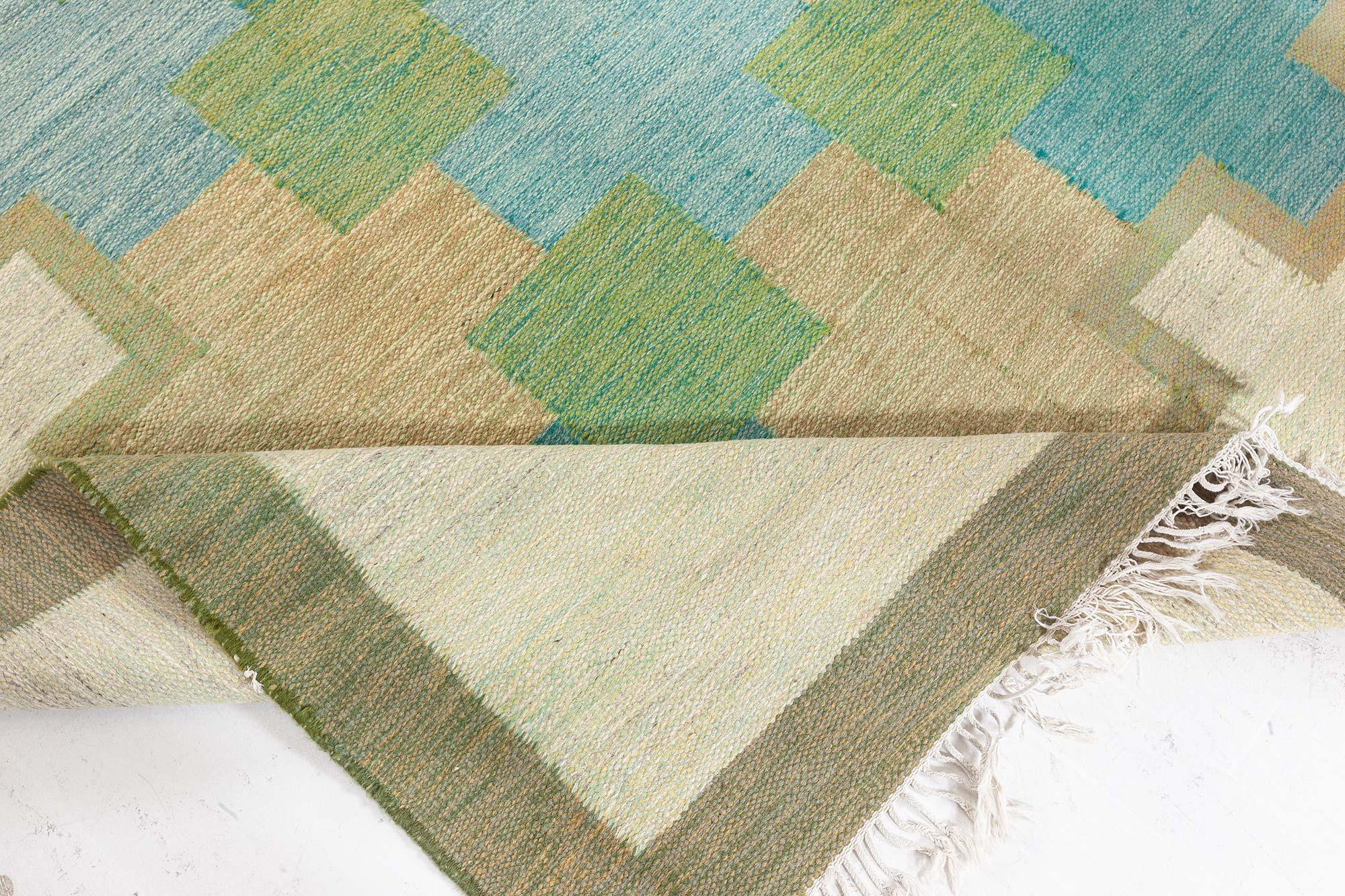 Doris Leslie Blau Vintage Swedish Flat Woven by Kerstin Persson For Sale 1