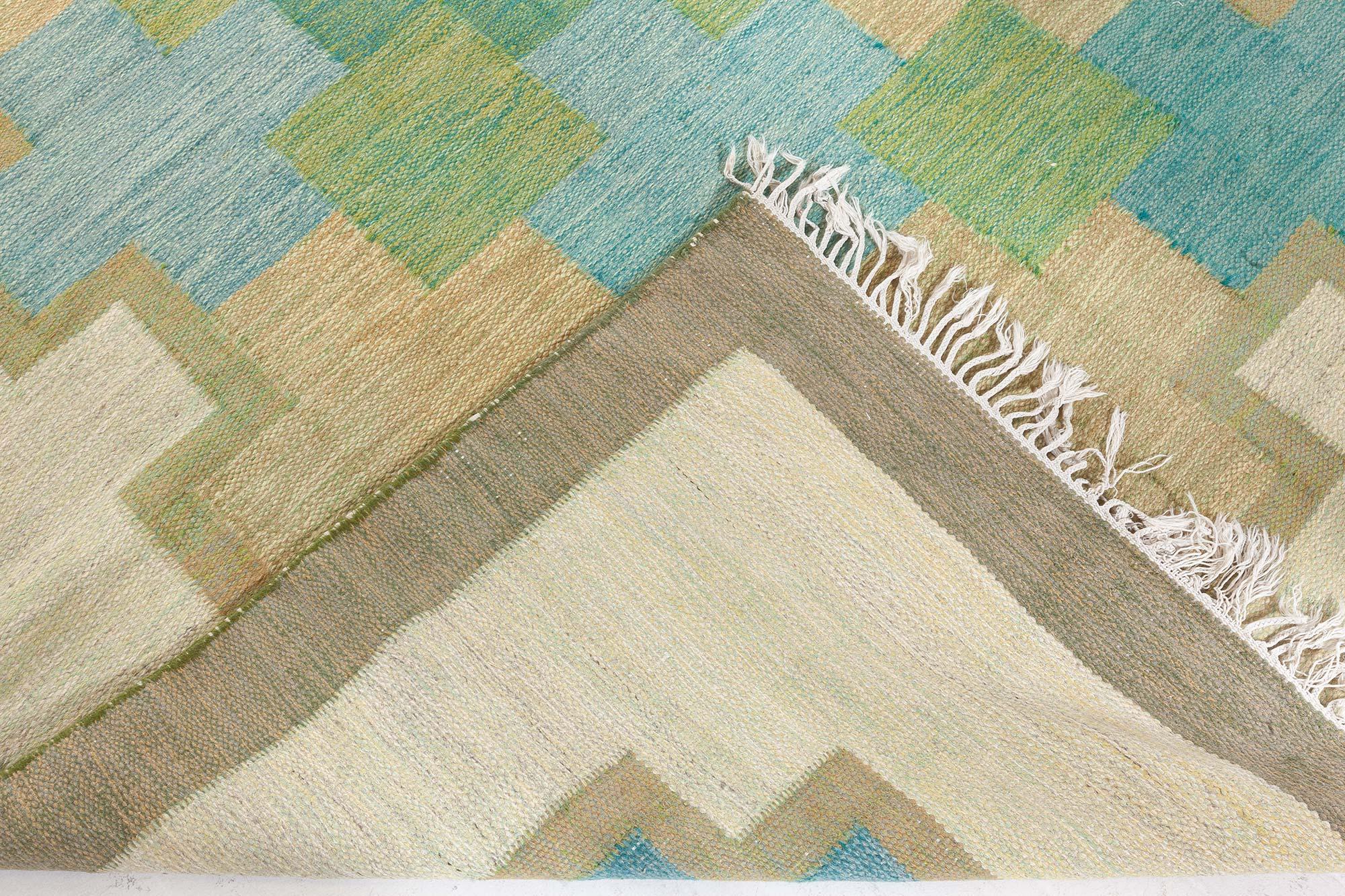 Doris Leslie Blau Vintage Swedish Flat Woven by Kerstin Persson For Sale 2