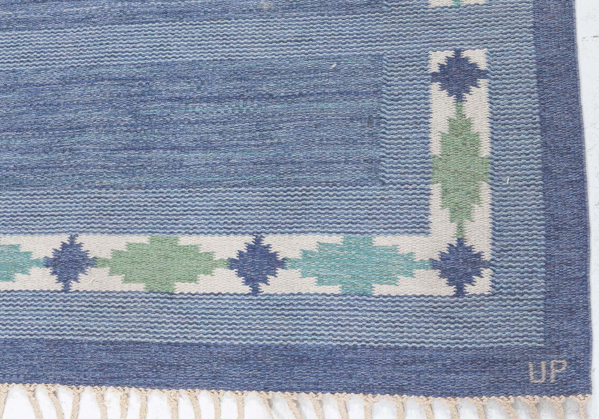 Mid-Century Modern Doris Leslie Blau Vintage Swedish Flat Woven by Ulla Parkdal For Sale