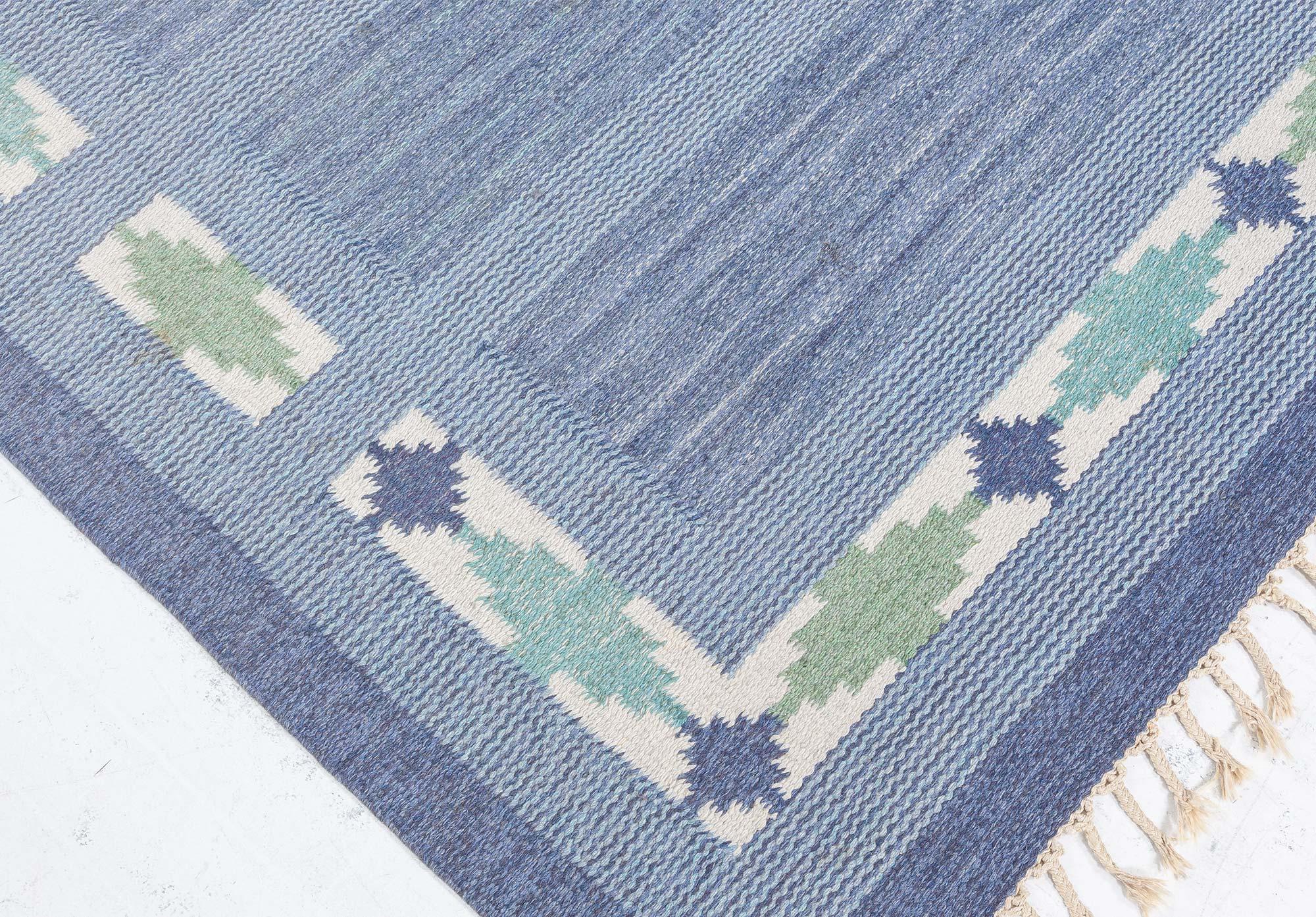 Hand-Woven Doris Leslie Blau Vintage Swedish Flat Woven by Ulla Parkdal For Sale
