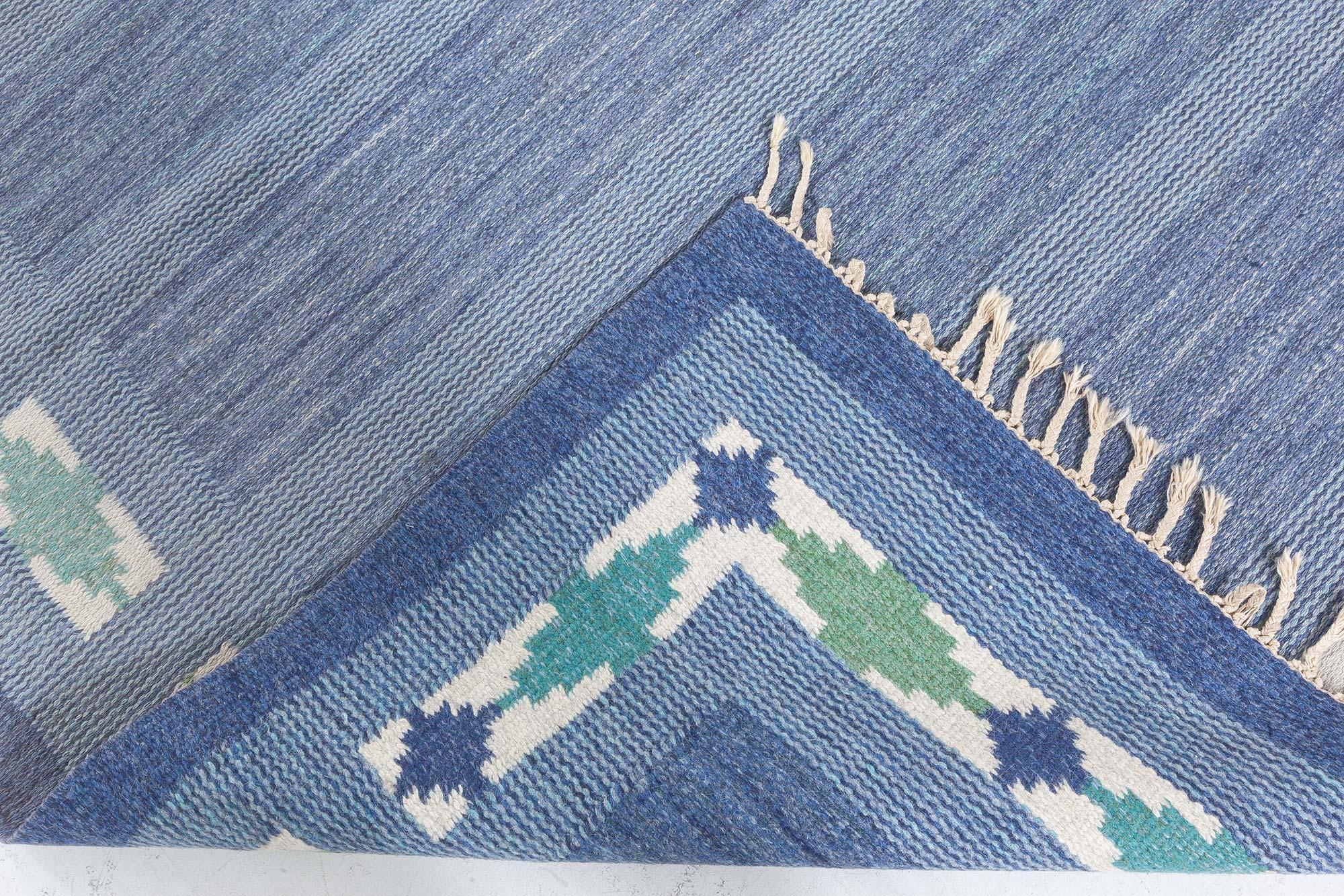 Wool Doris Leslie Blau Vintage Swedish Flat Woven by Ulla Parkdal For Sale