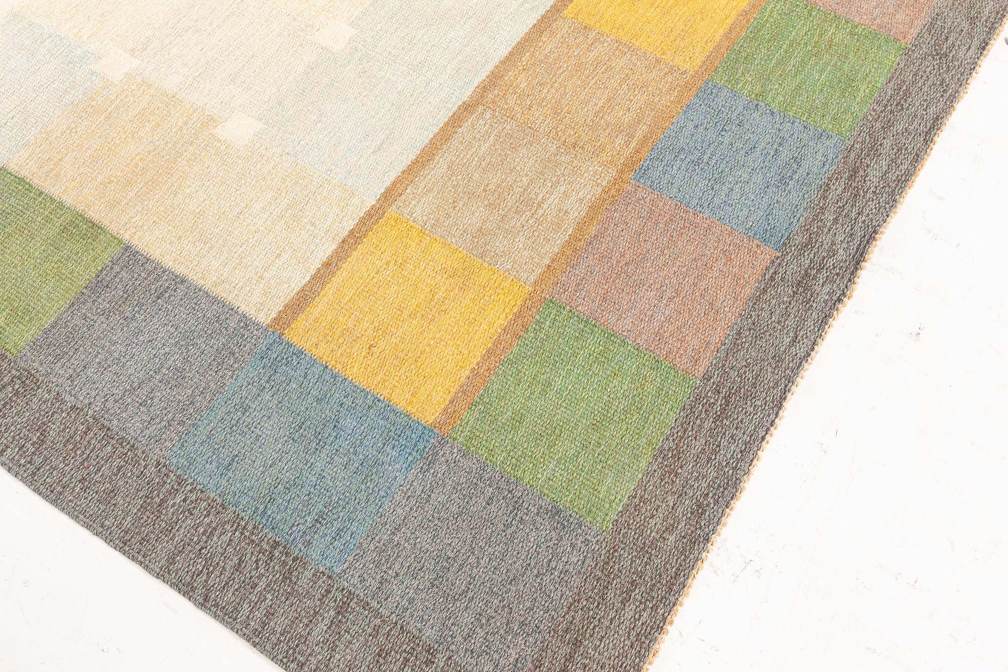 Wool Doris Leslie Blau Vintage Swedish Flat Woven by Ulla Parkdal For Sale