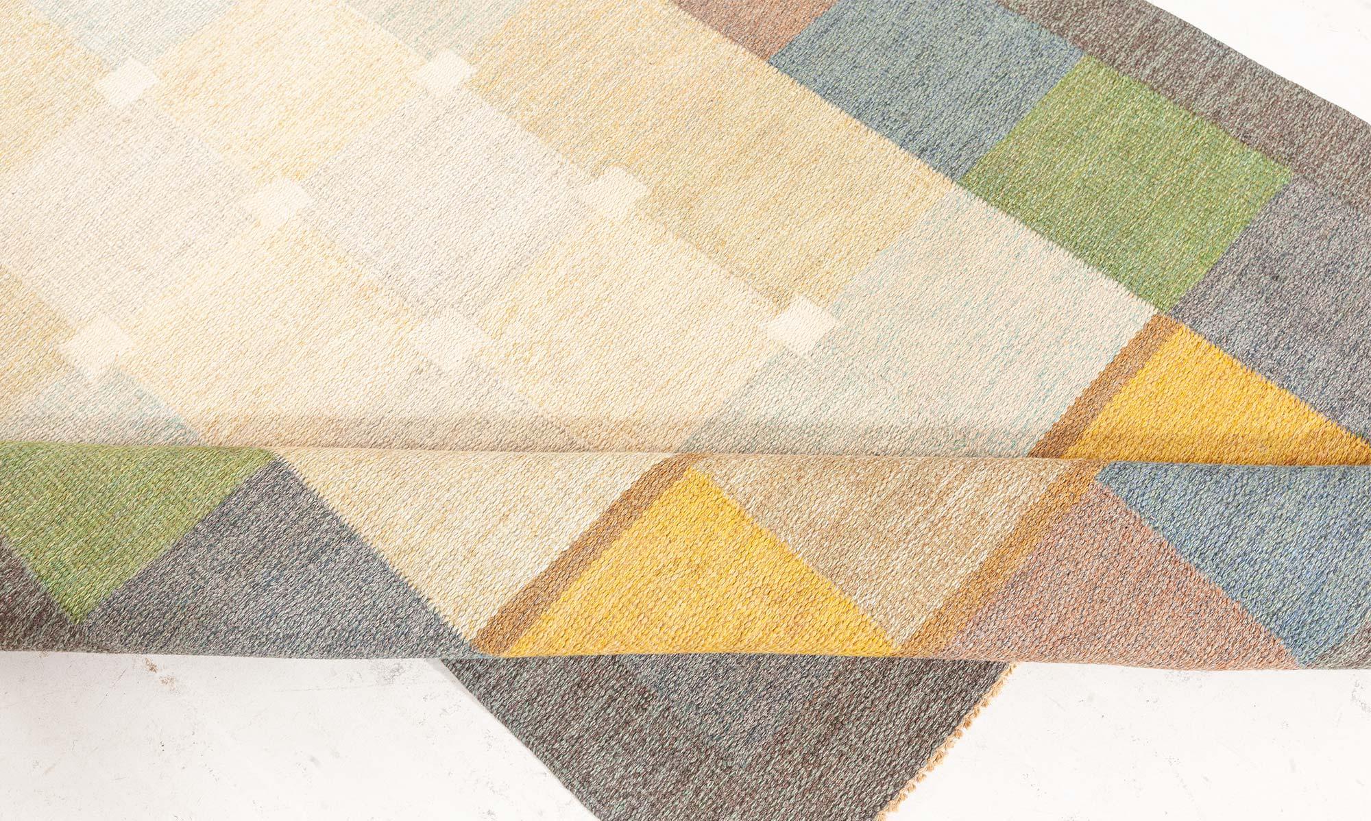 Wool Doris Leslie Blau Vintage Swedish Flat Woven by Ulla Parkdal For Sale