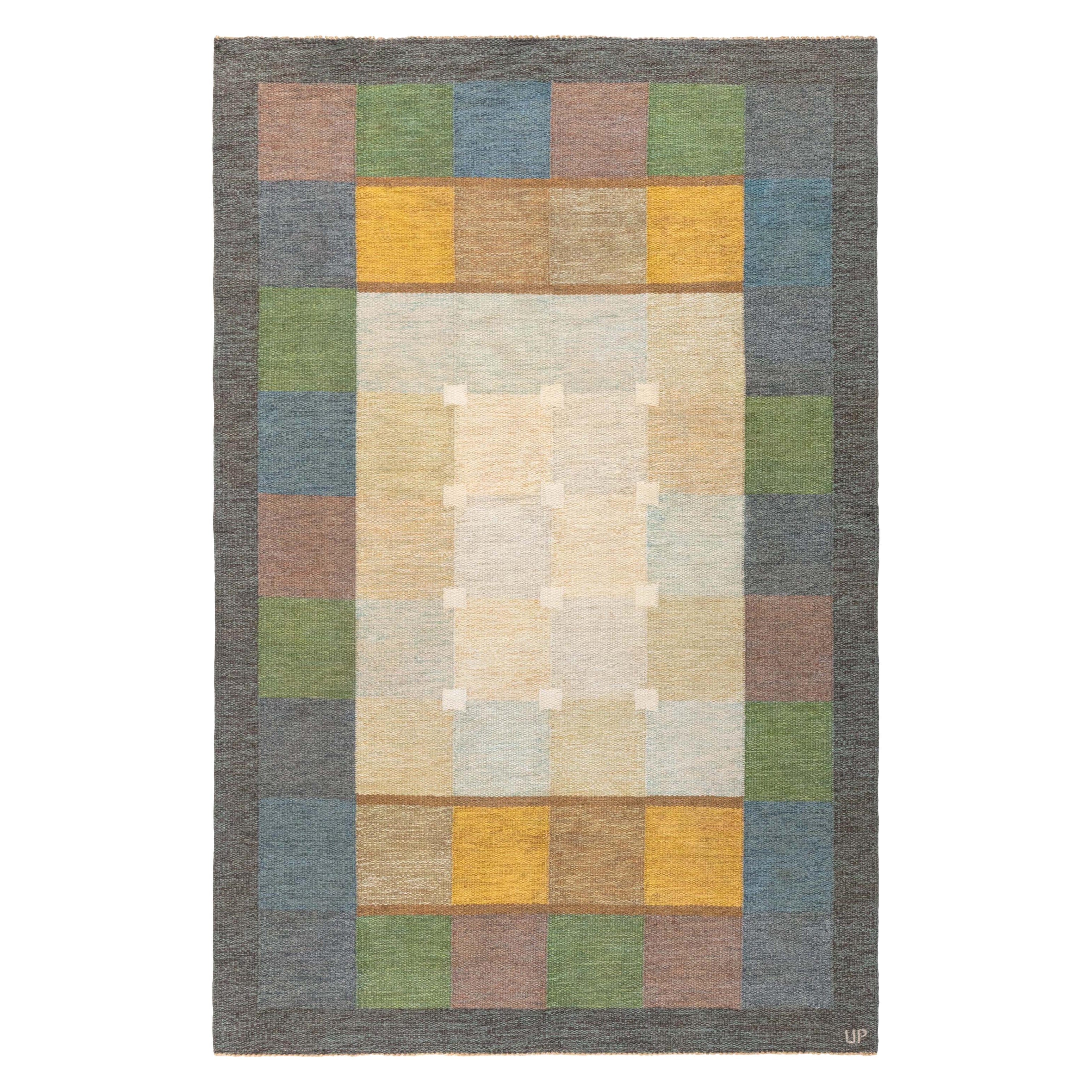 Doris Leslie Blau tissé à plat suédois vintage par Ulla Parkdal