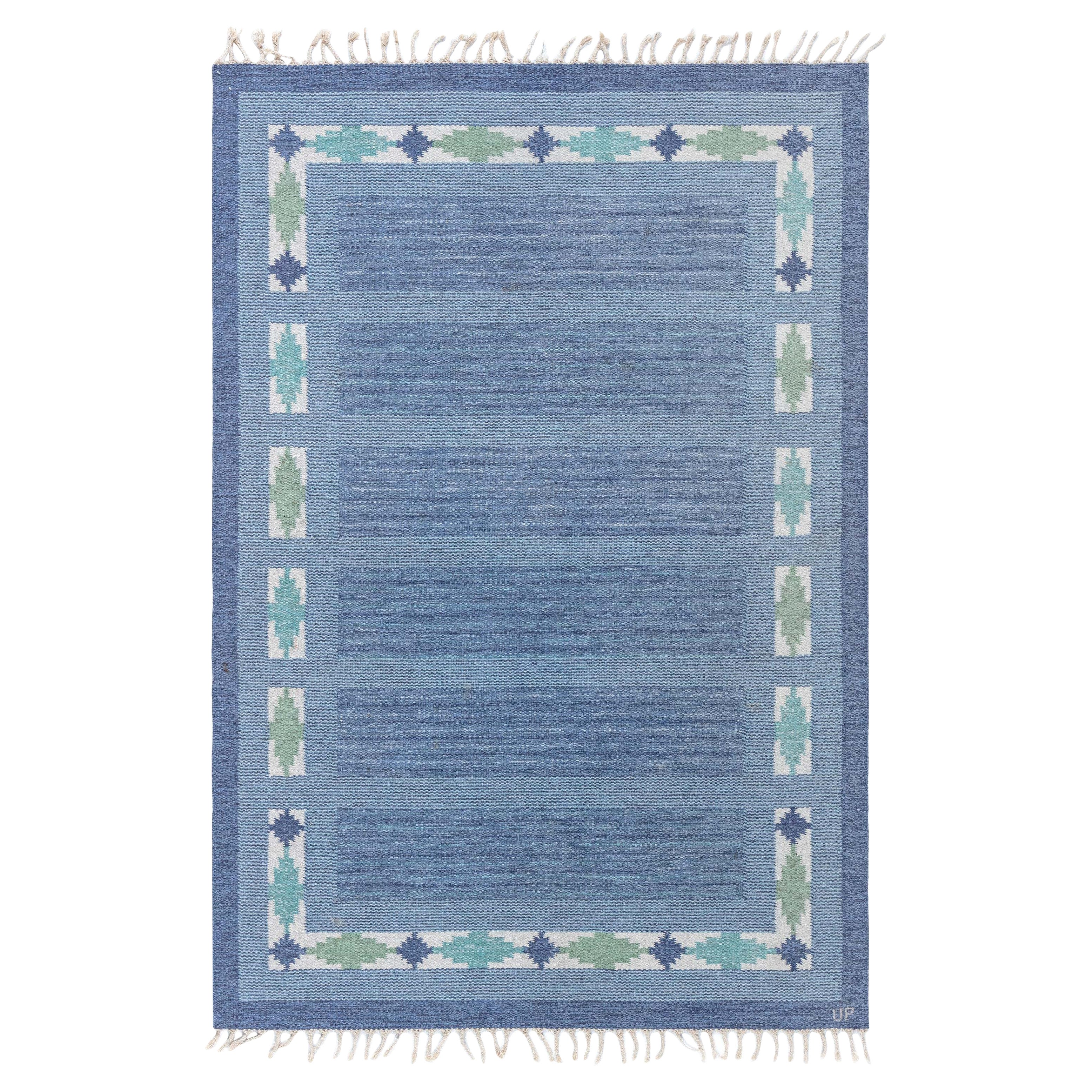 Doris Leslie Blau Schwedisch Flach gewebt von Ulla Parkdal, Vintage