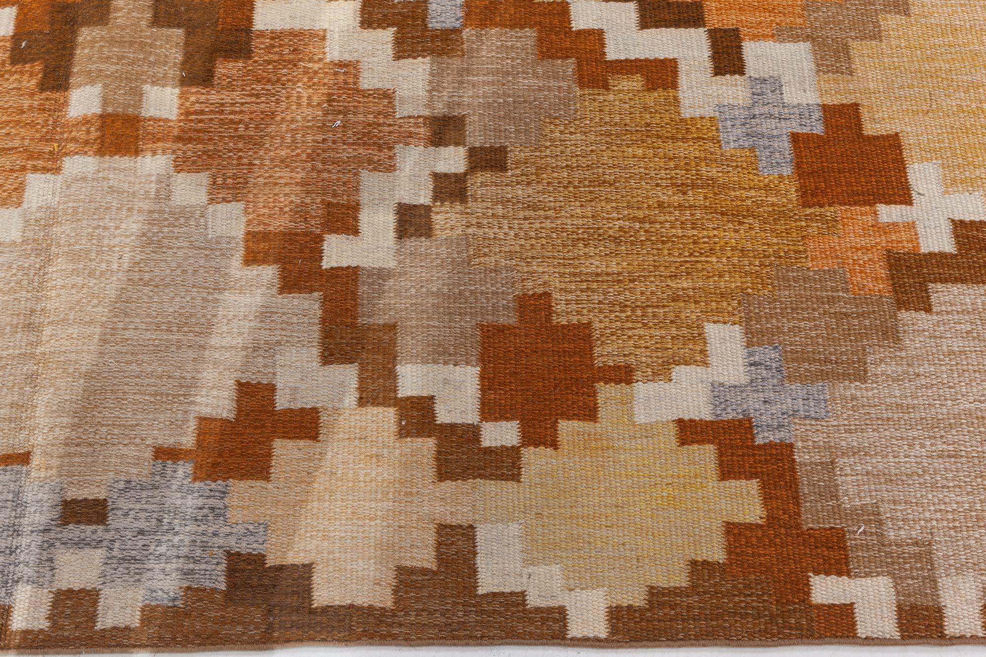Doris Leslie Blau Alfombra sueca vintage de fragmentos de tejido plano siglo XX en venta