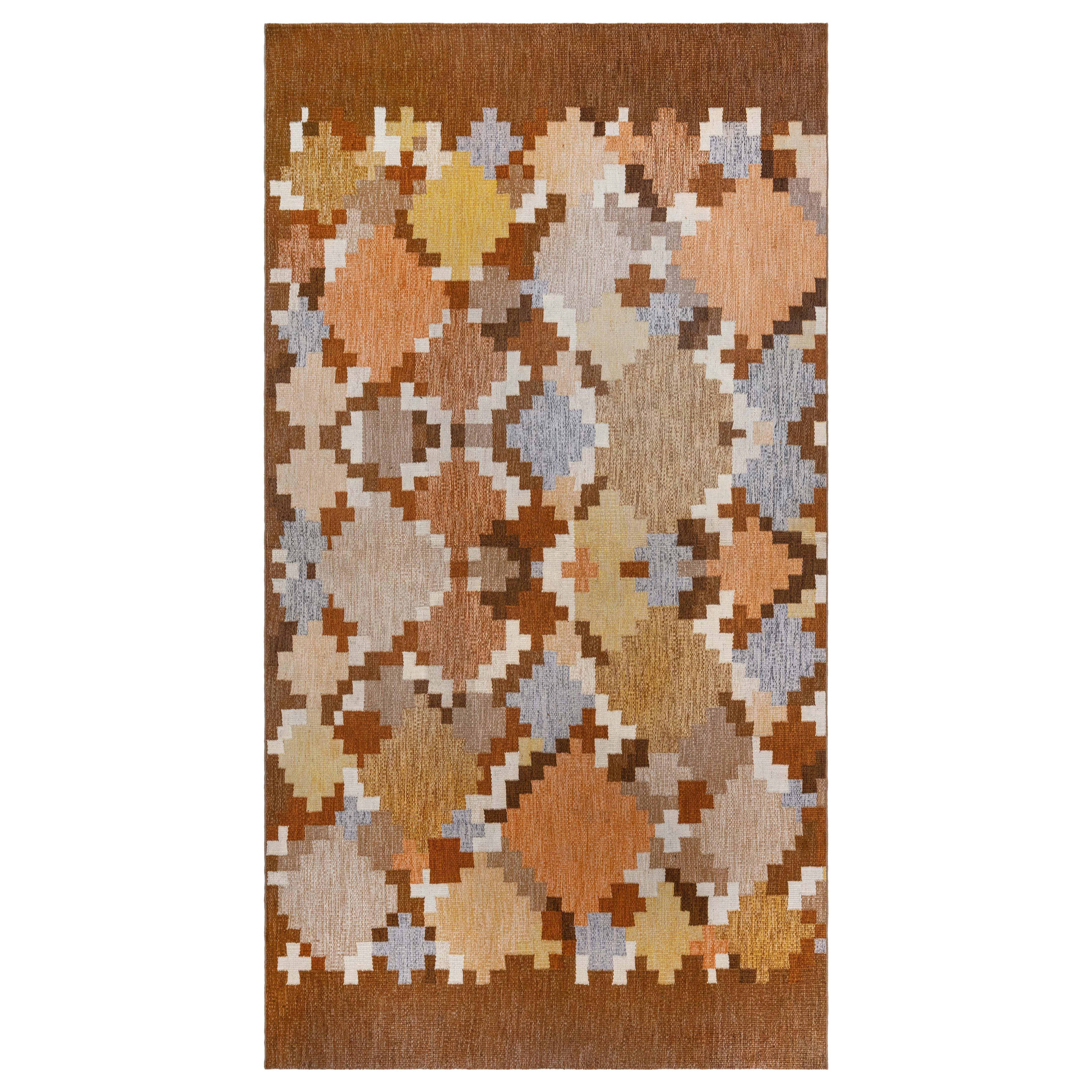 Doris Leslie Blau Alfombra sueca vintage de fragmentos de tejido plano en venta