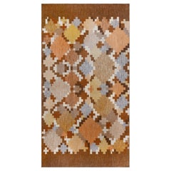 Doris Leslie Blau Alfombra sueca vintage de fragmentos de tejido plano