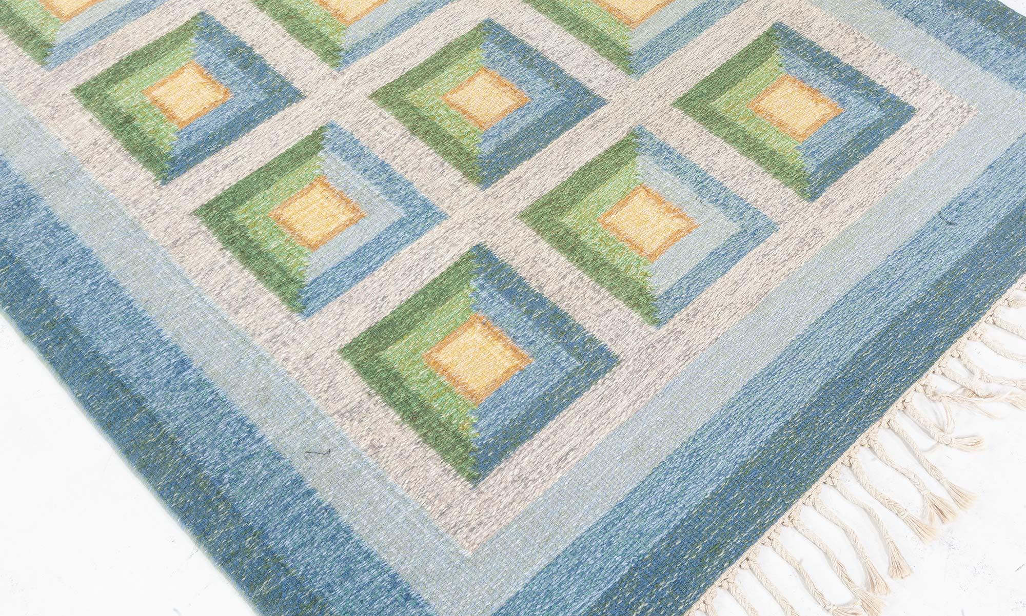 20th Century Doris Leslie Blau Vintage Swedish Flat Woven Rug by Alice Walleback For Sale