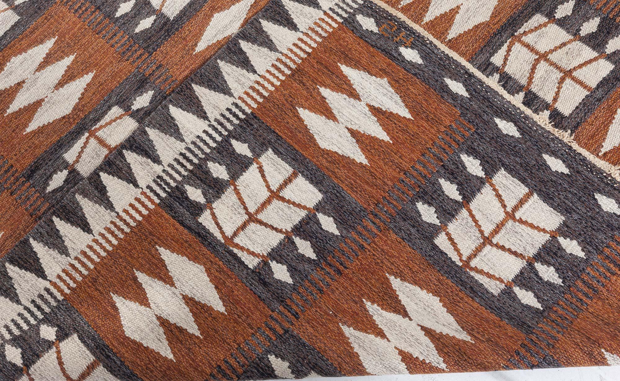 Doris Leslie Blau Vintage Swedish Flat Woven Rug by Berit Koenig For Sale 5