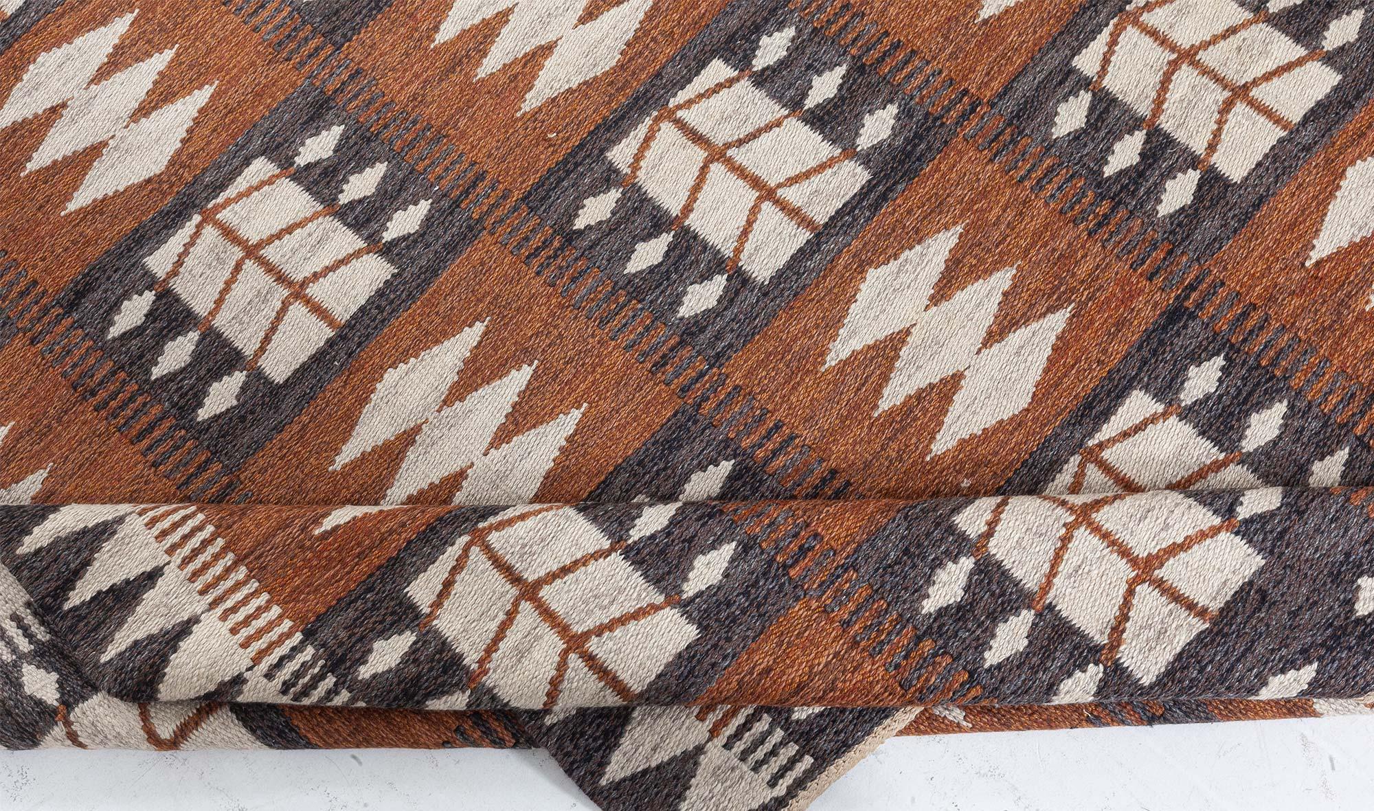 Mid-Century Modern Doris Leslie Blau Vintage Swedish Flat Woven Rug by Berit Koenig For Sale