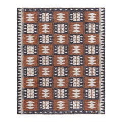 Doris Leslie Blauer schwedischer flacher gewebter Vintage-Teppich von Berit Koenig