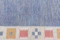 Doris Leslie Blau Alfombra sueca vintage de tejido plano by Bitte Ahlgren