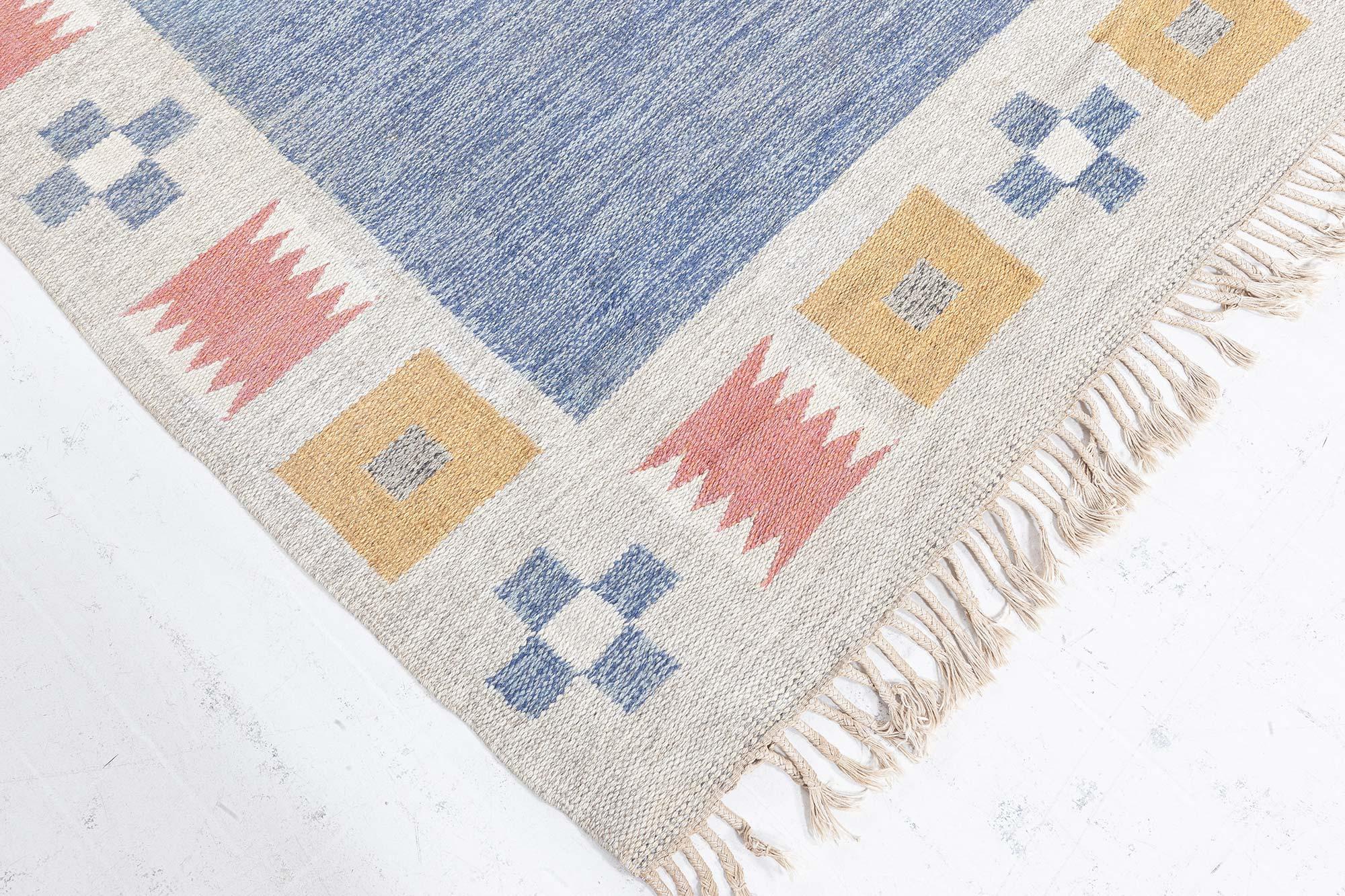 Doris Leslie Blau Vintage Swedish Flat Woven Rug by Bitte Ahlgren In Good Condition For Sale In New York, NY