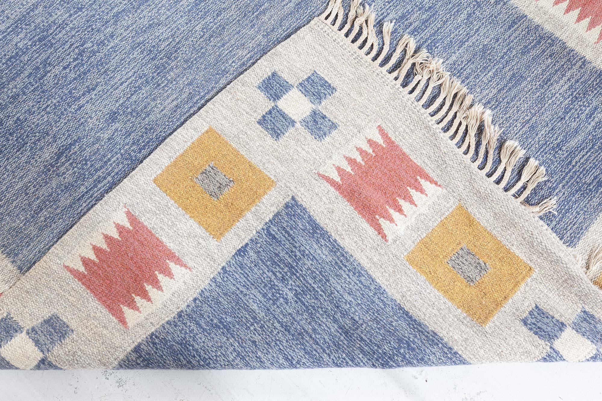 Doris Leslie Blau Vintage Swedish Flat Woven Rug by Bitte Ahlgren For Sale 1