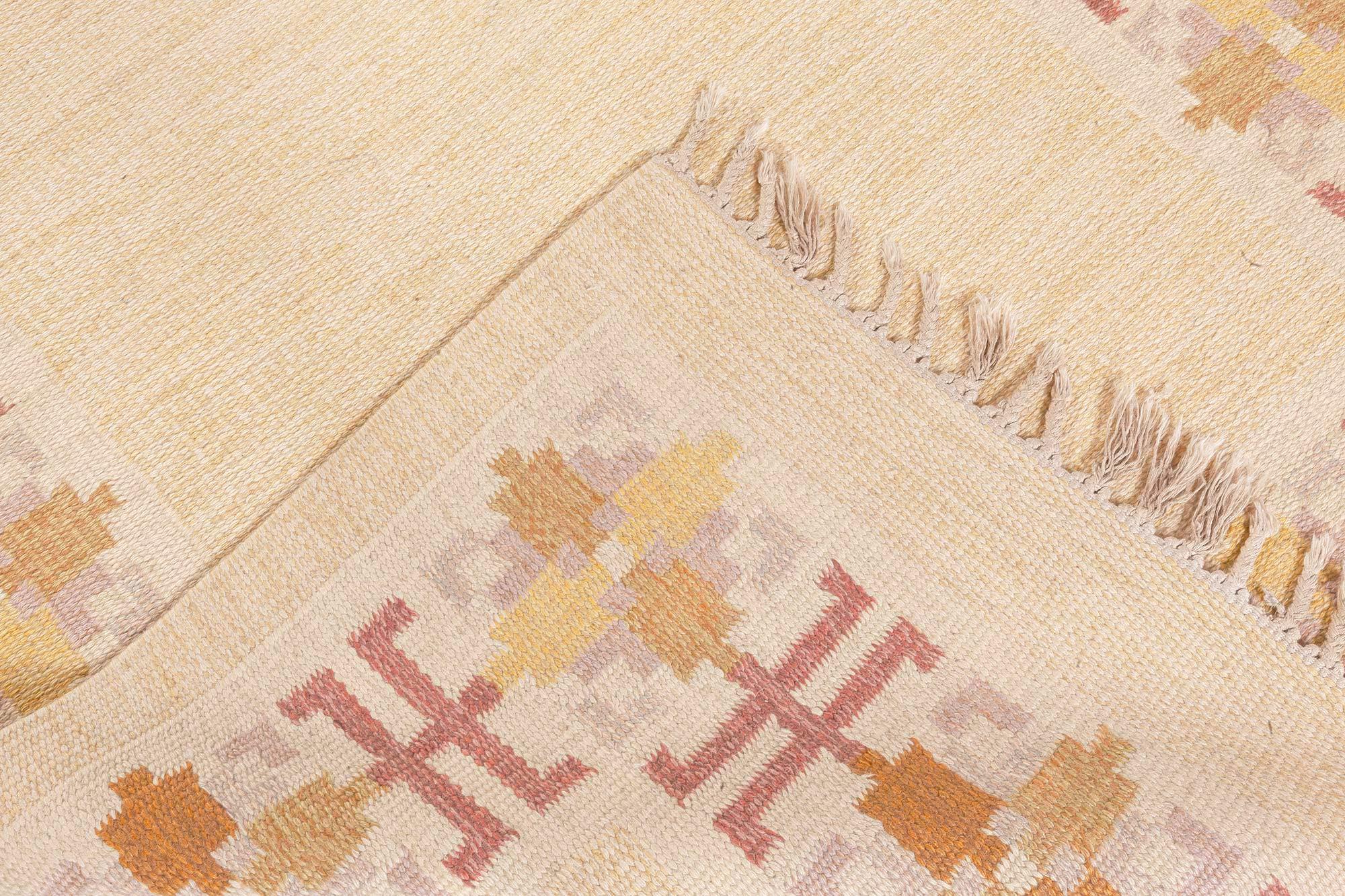 Doris Leslie Blau Vintage Swedish Flat Woven Rug by Fredrik Fiedler For Sale 3