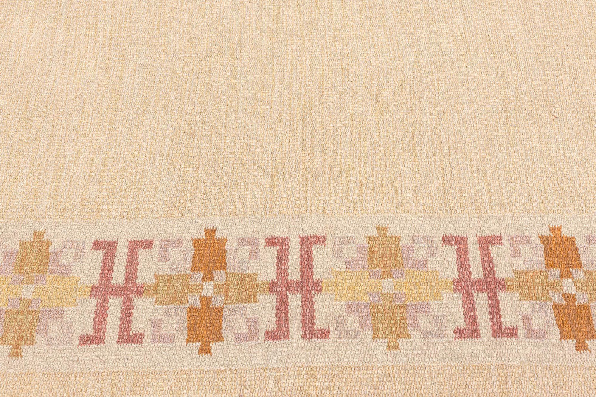 Doris Leslie Blau Vintage Swedish Flat Woven Rug by Fredrik Fiedler For Sale 2