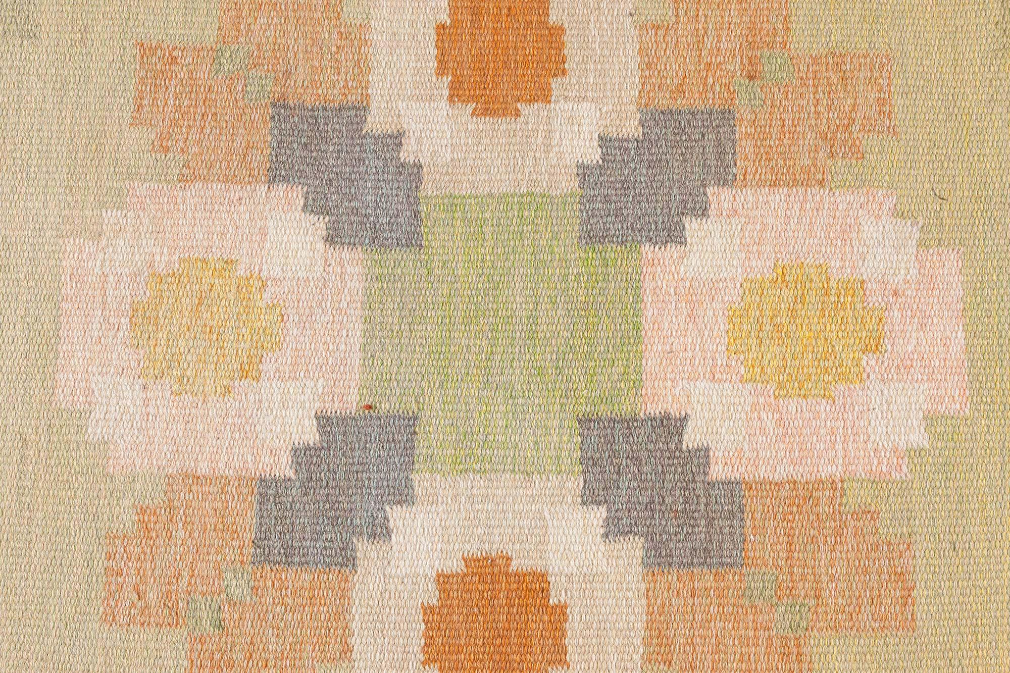 Vintage Swedish Flat Woven Rug by Ingegerd Silow
Size: 4'5