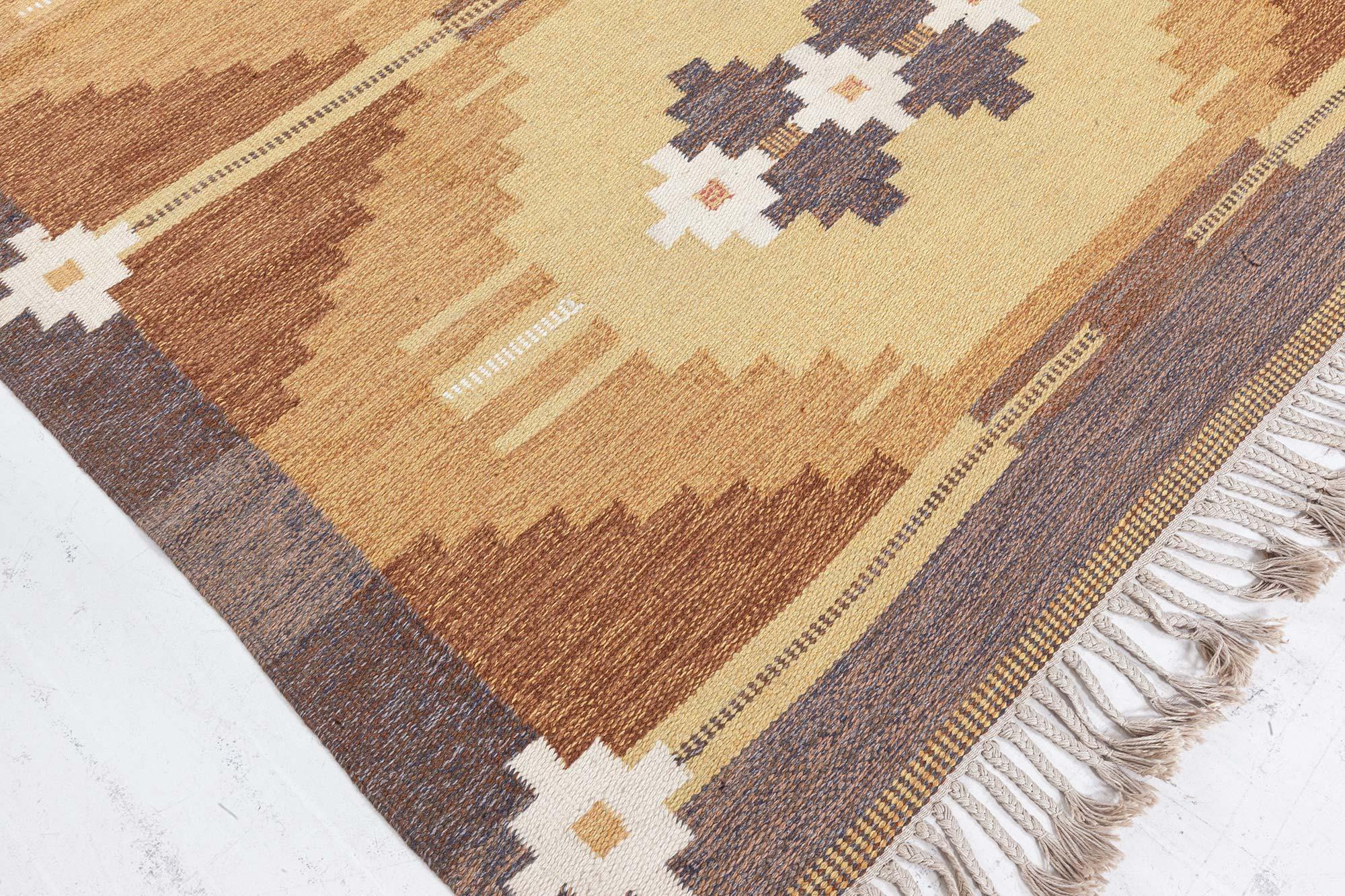 Alfombra sueca vintage de tejido plano de Ingegerd Silow
Tamaño: 160 × 243 cm (5'3
