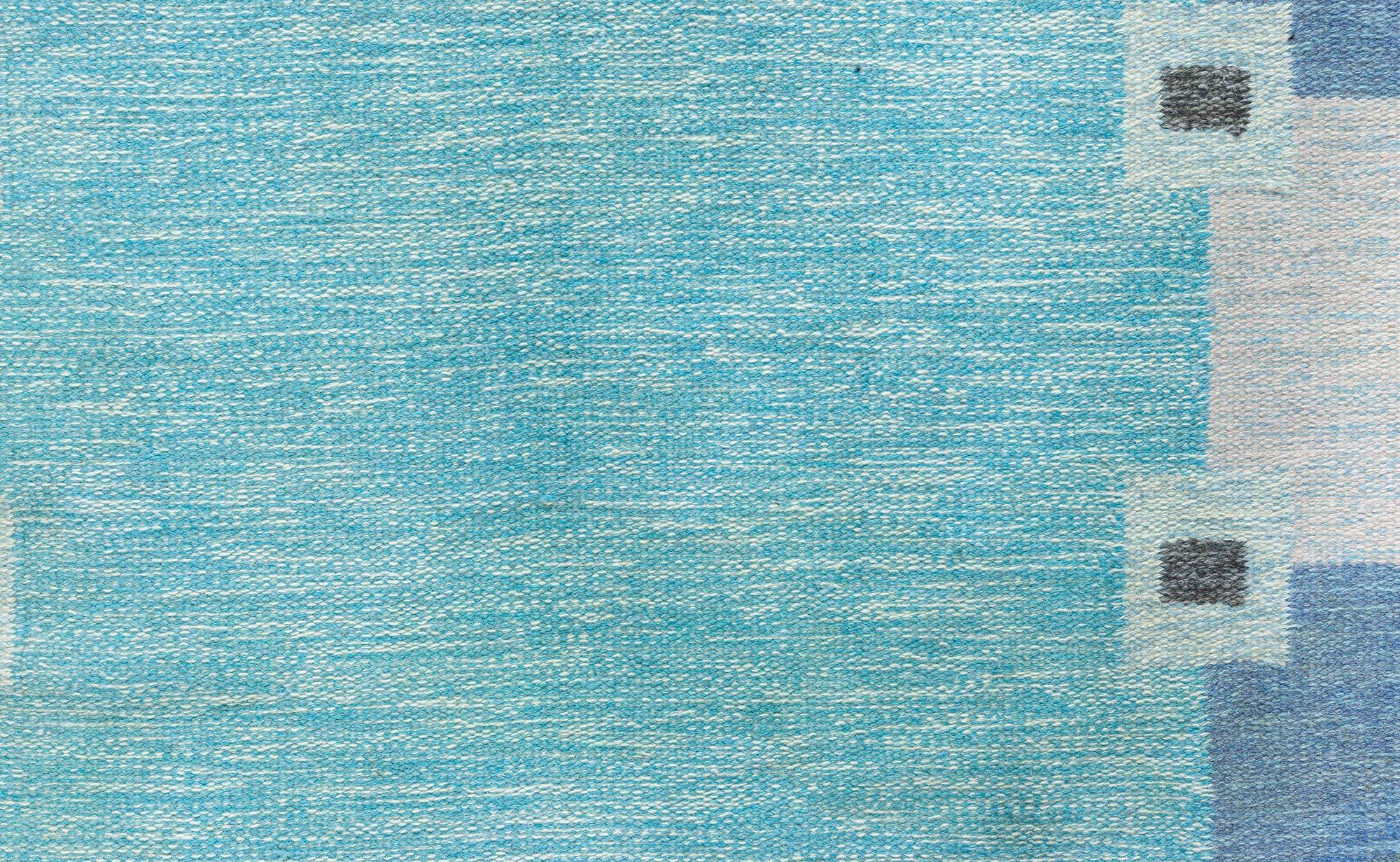 Mid-Century Modern Doris Leslie Blau Vintage Swedish Flat Woven Rug by Ingegerd Silow en vente