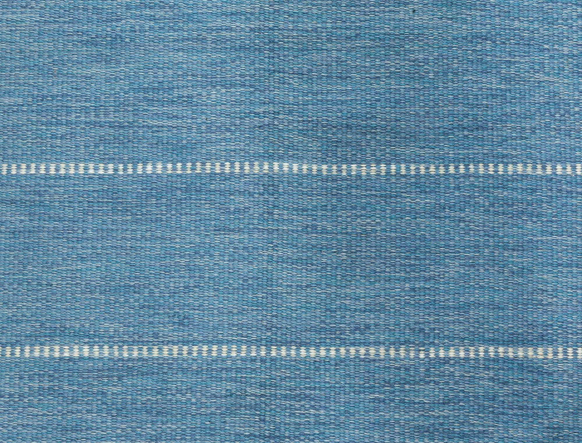 Scandinavian Doris Leslie Blau Vintage Swedish Flat Woven Rug by Ingegerd Silow For Sale