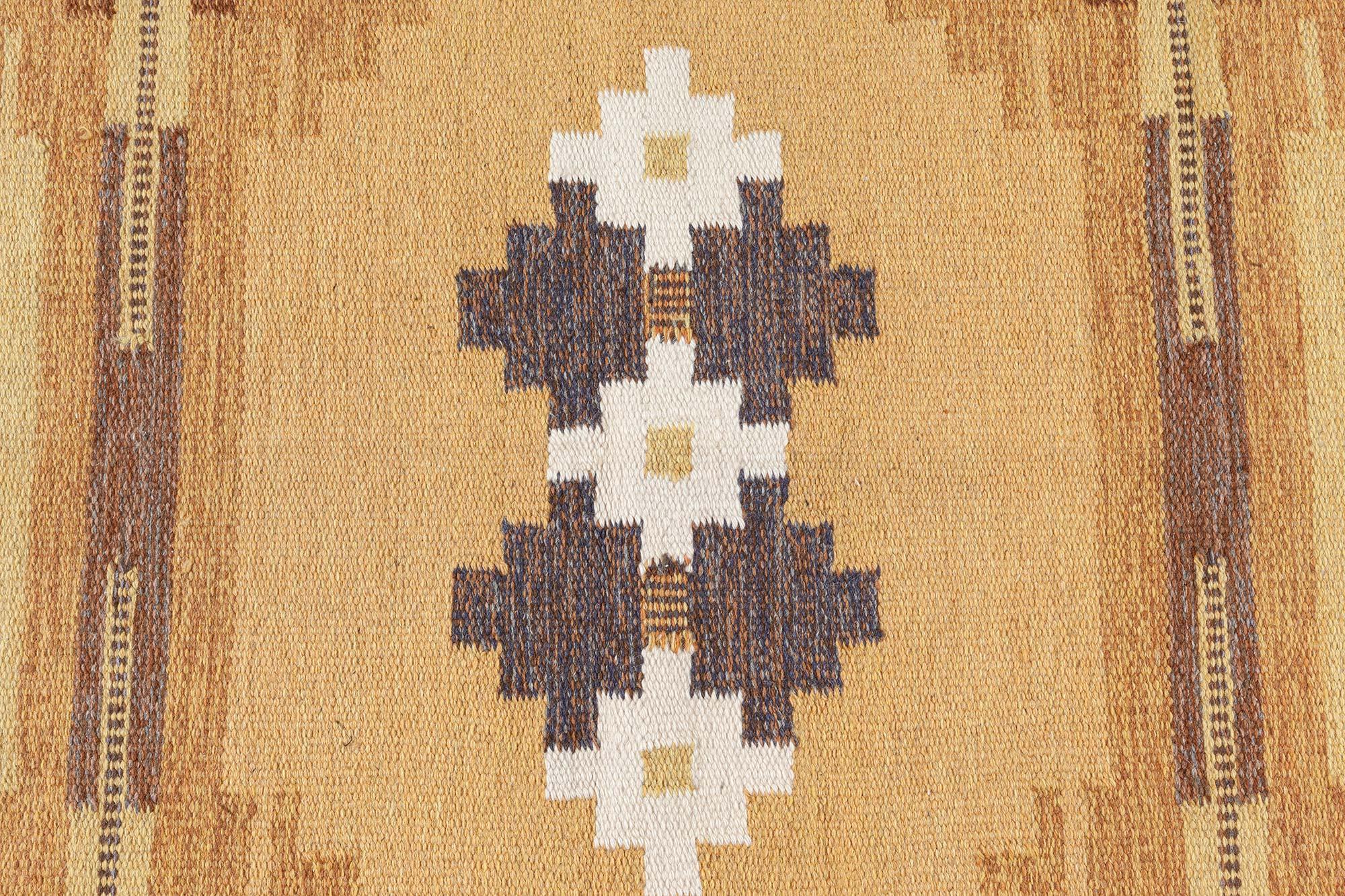 Doris Leslie Blau Alfombra sueca vintage de tejido plano de Ingegerd Silow siglo XX en venta