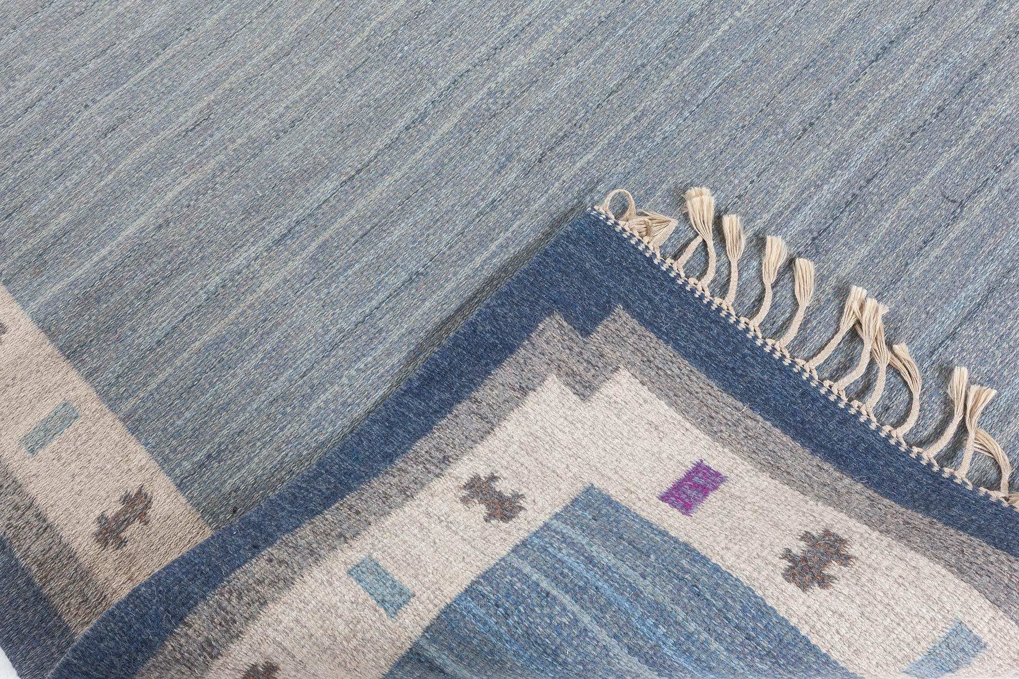 Doris Leslie Blau Vintage Swedish Flat Woven Rug by Ingegerd Silow in vendita 1