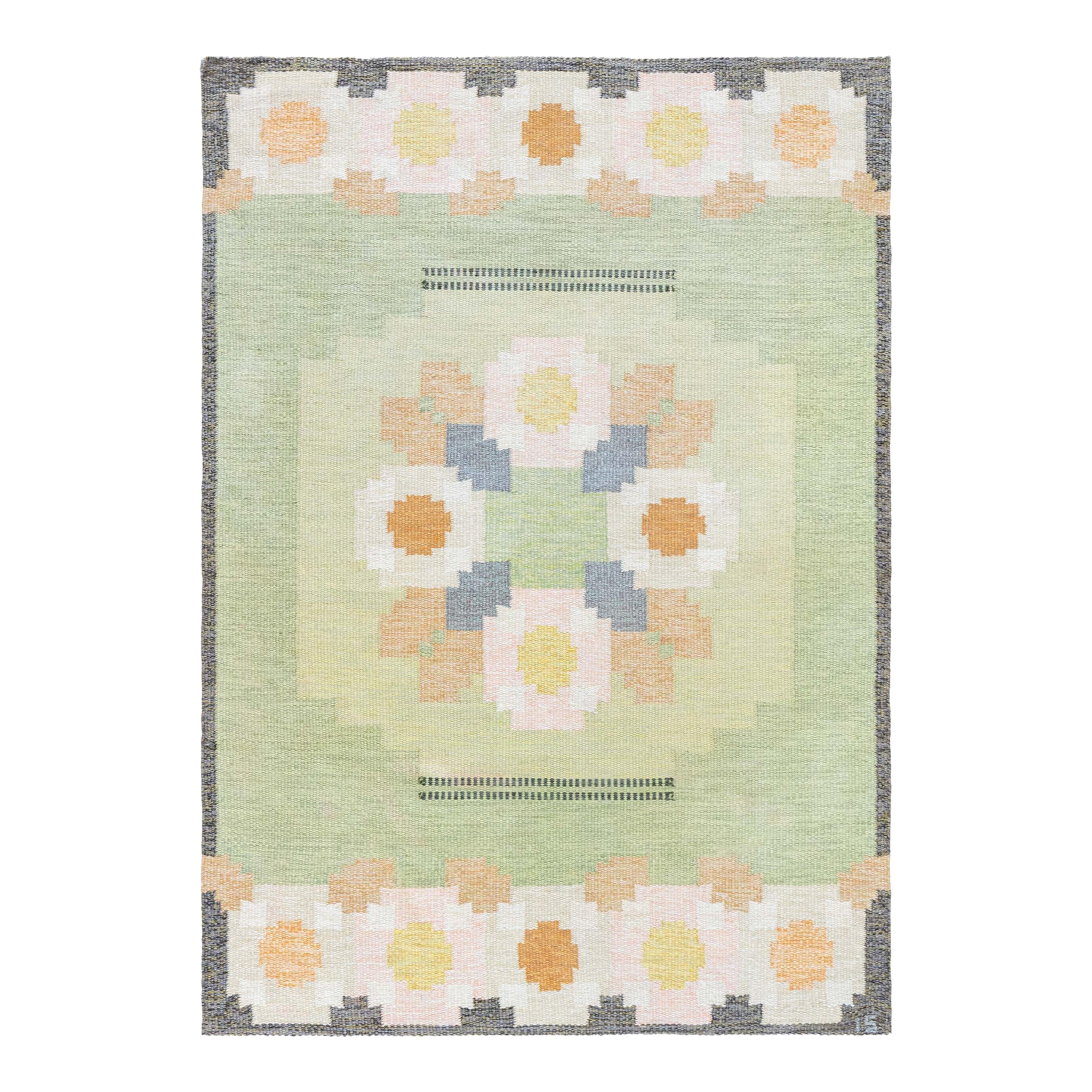 Tapis suédois vintage tissé à plat Doris Leslie Blau par Ingegerd Silow