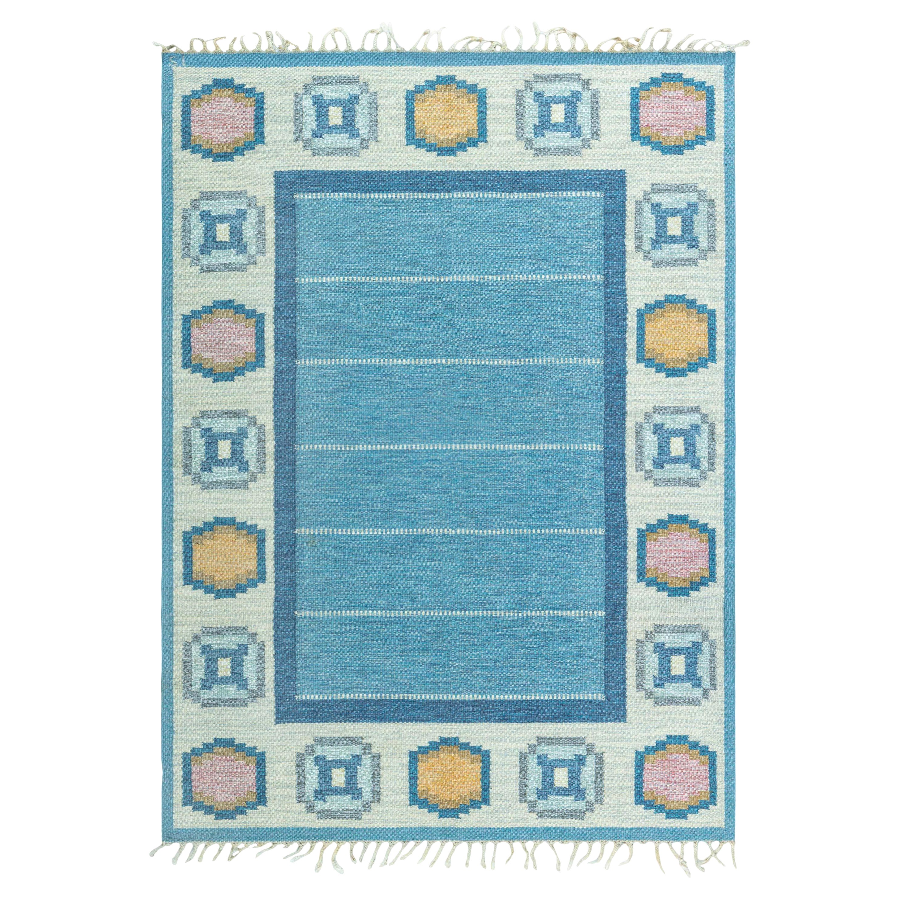 Doris Leslie Blau Vintage Swedish Flat Woven Rug by Ingegerd Silow