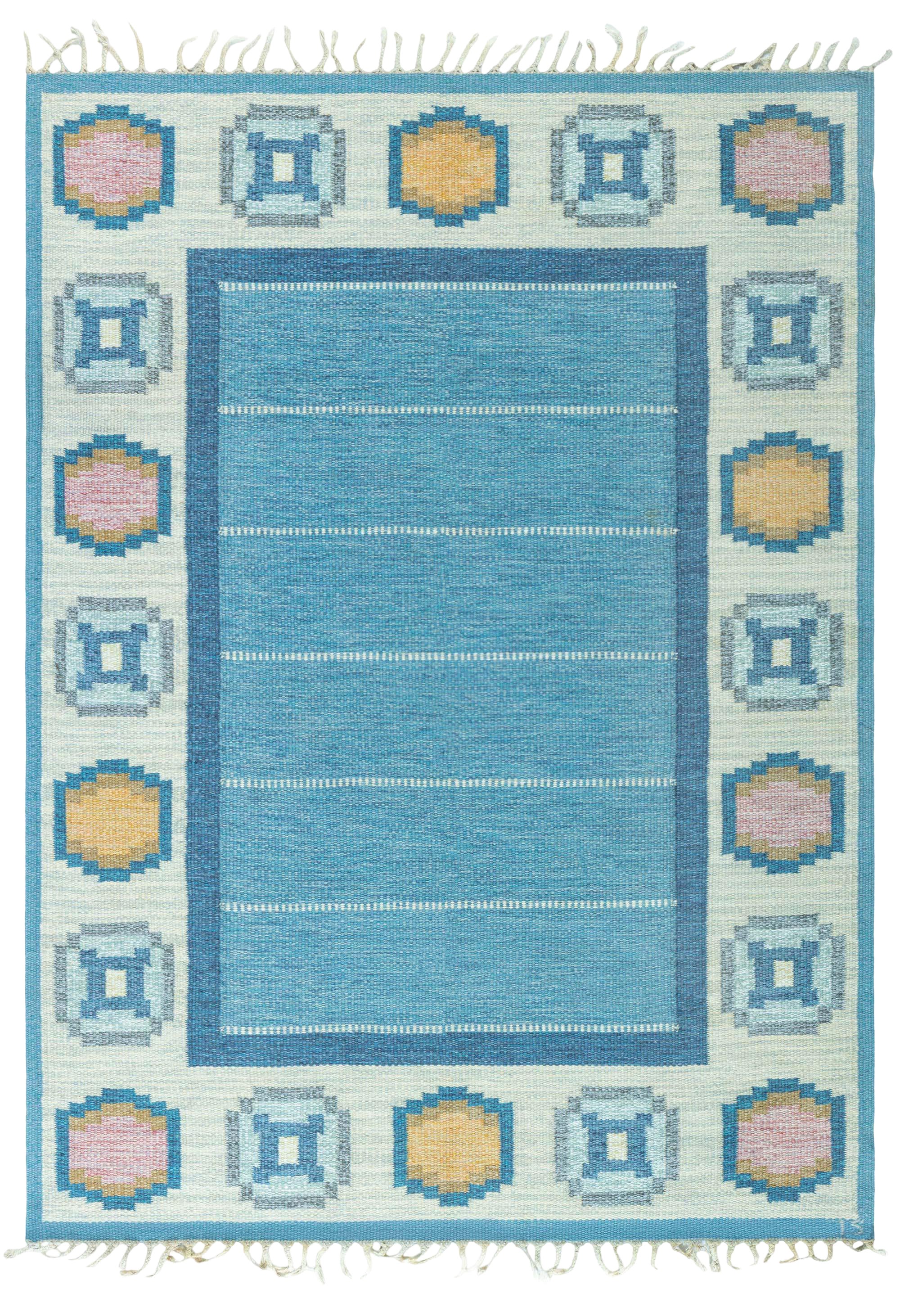 Doris Leslie Blau Vintage Swedish Flat Woven Rug by Ingegerd Silow