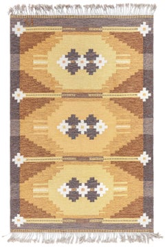 Doris Leslie Blau Vintage Swedish Flat Woven Rug by Ingegerd Silow