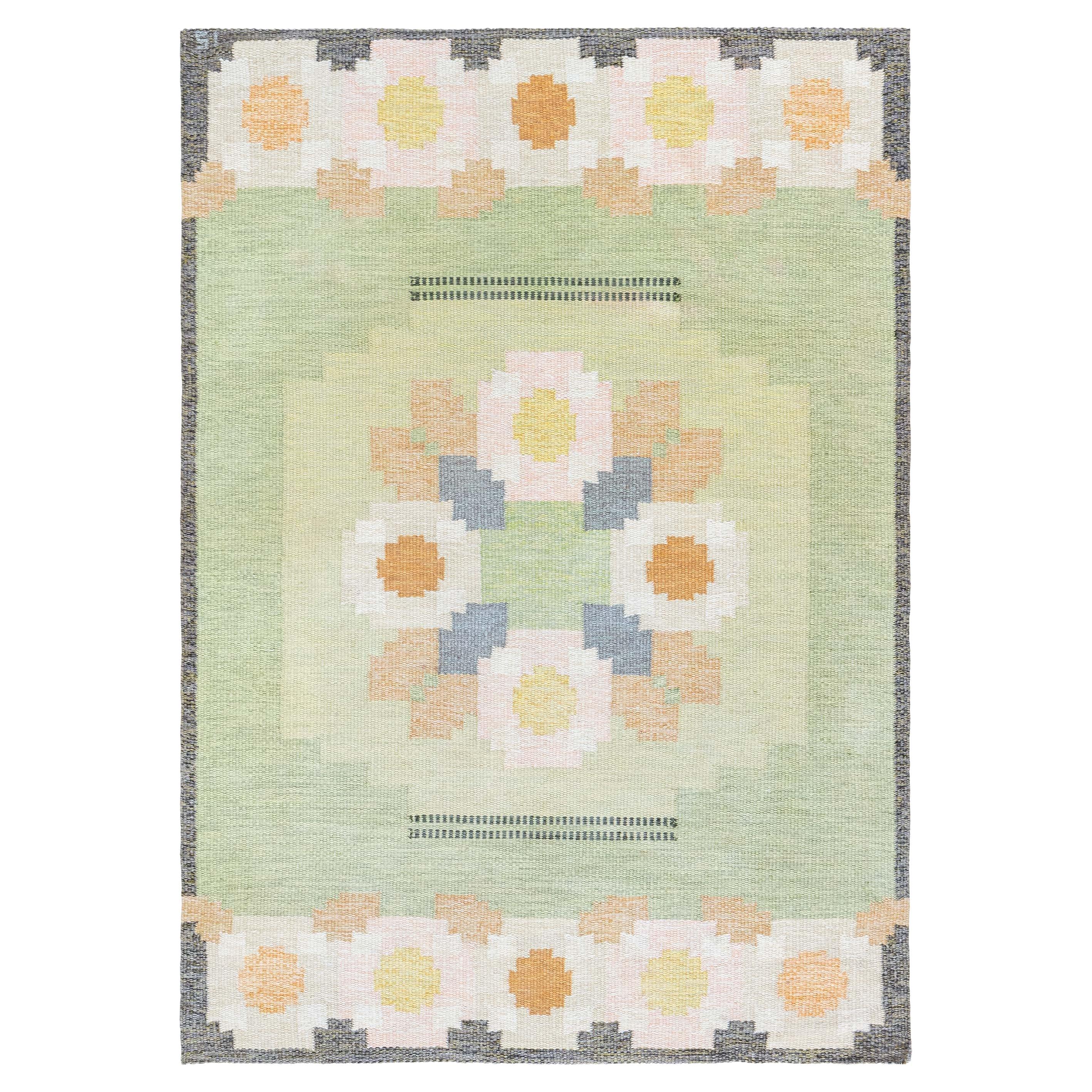 Doris Leslie Blau Vintage Swedish Flat Woven Rug by Ingegerd Silow