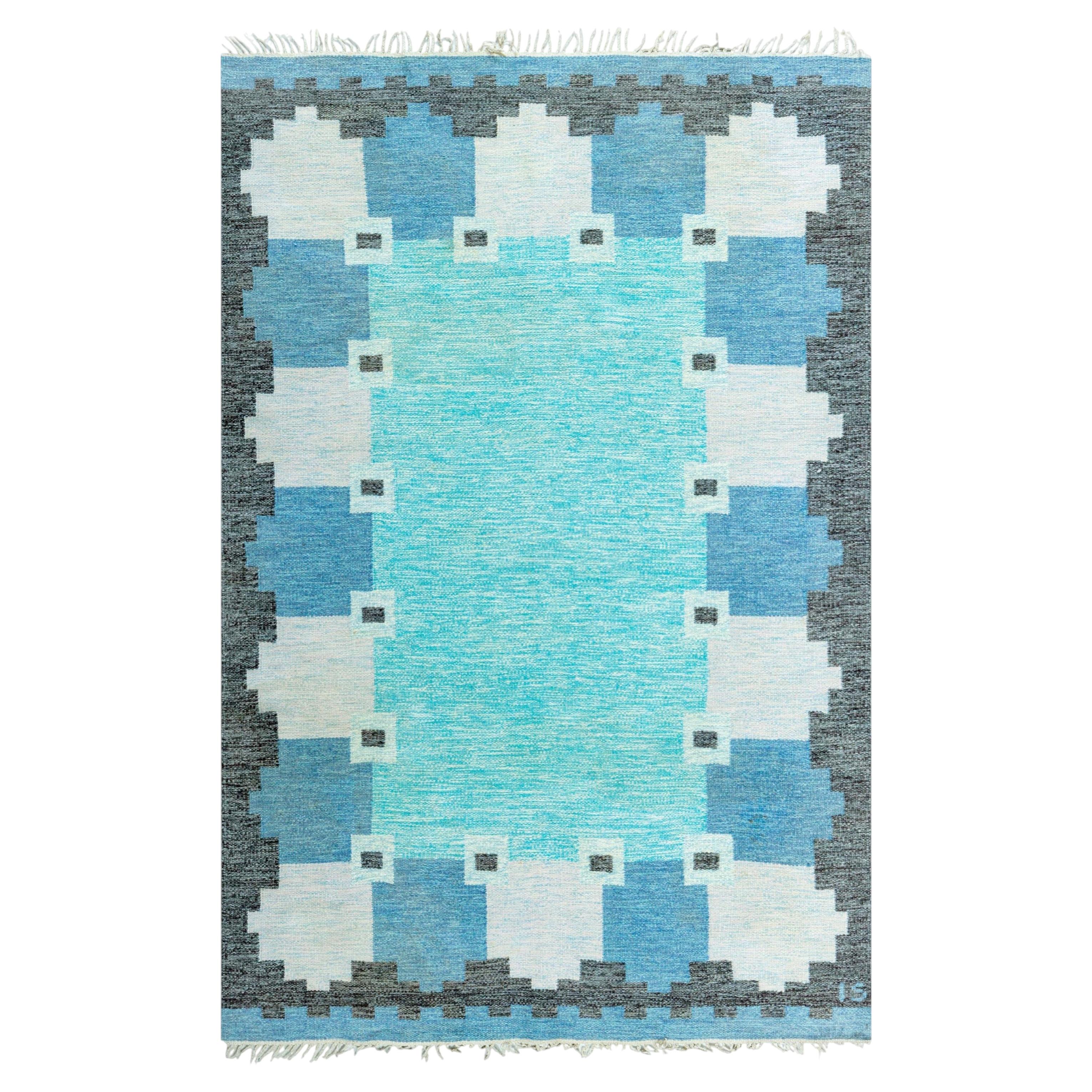 Doris Leslie Blau Vintage Swedish Flat Woven Rug by Ingegerd Silow