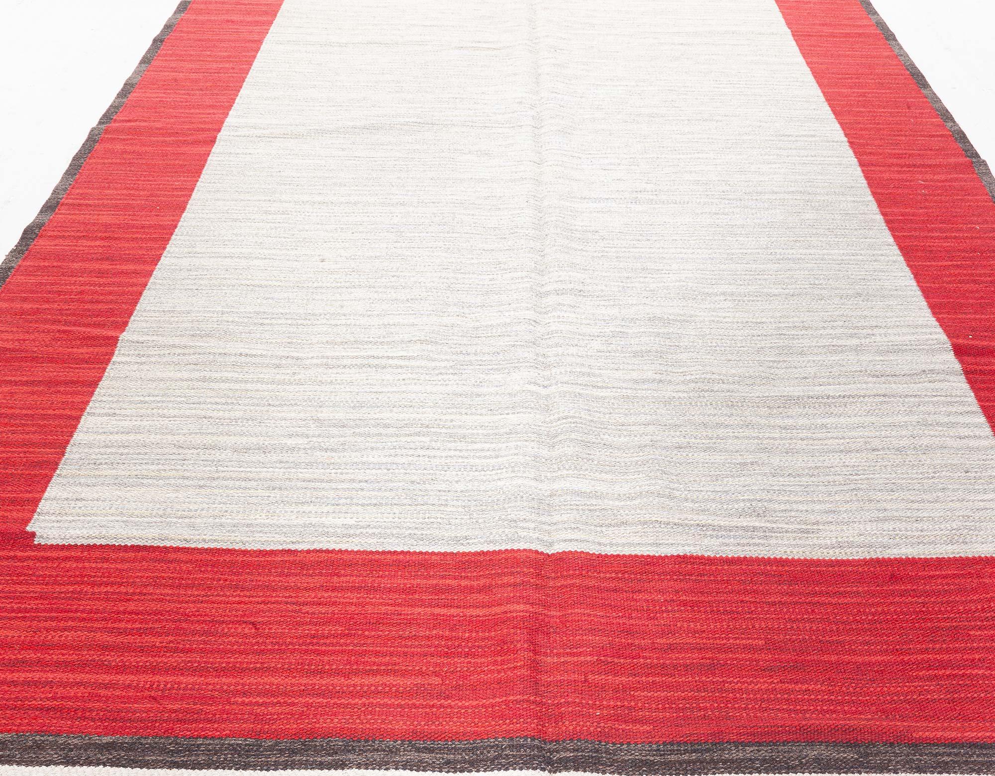 Doris Leslie Blau Alfombra sueca vintage de tejido plano by Ingrid Dessau Moderno de mediados de siglo en venta