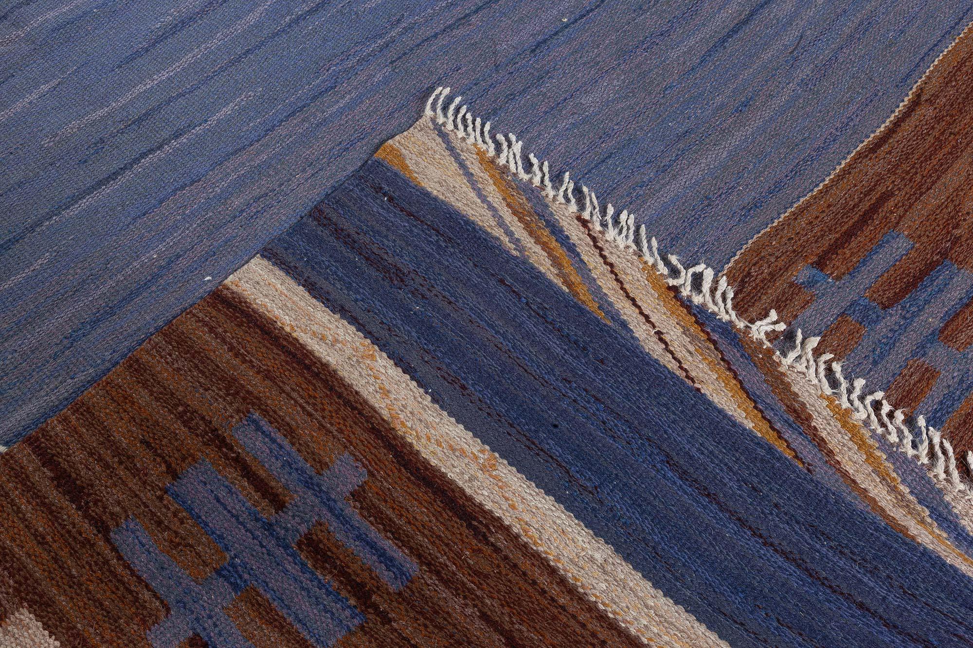 Doris Leslie Blau Alfombra sueca vintage de tejido plano de Johanna Bruns Vavskola en venta 1